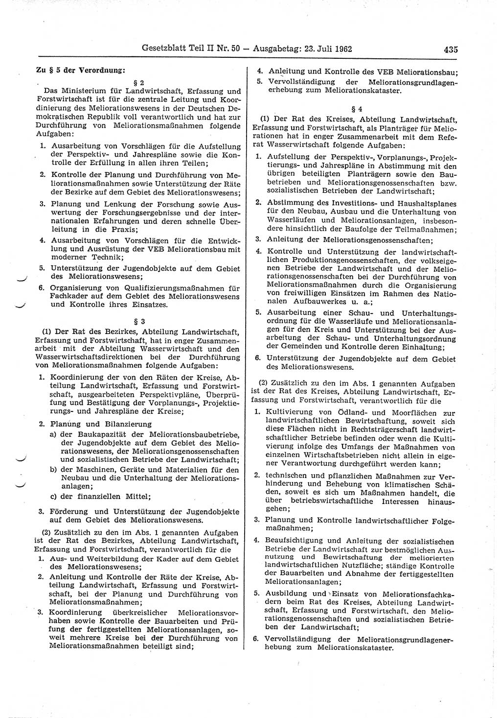 Gesetzblatt (GBl.) der Deutschen Demokratischen Republik (DDR) Teil ⅠⅠ 1962, Seite 435 (GBl. DDR ⅠⅠ 1962, S. 435)