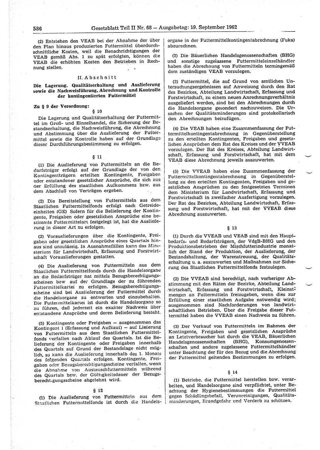 Gesetzblatt (GBl.) der Deutschen Demokratischen Republik (DDR) Teil ⅠⅠ 1962, Seite 586 (GBl. DDR ⅠⅠ 1962, S. 586)