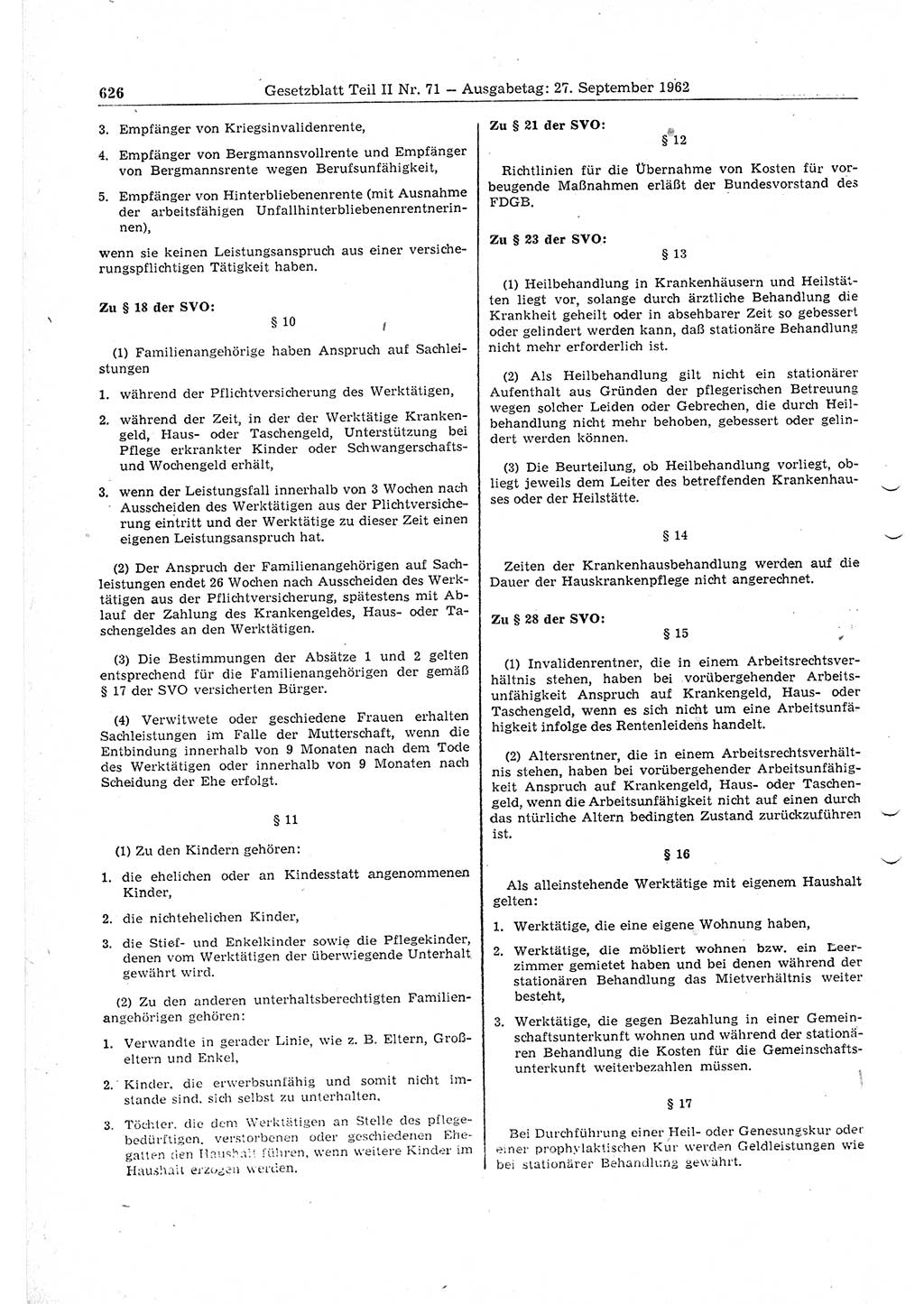 Gesetzblatt (GBl.) der Deutschen Demokratischen Republik (DDR) Teil ⅠⅠ 1962, Seite 626 (GBl. DDR ⅠⅠ 1962, S. 626)