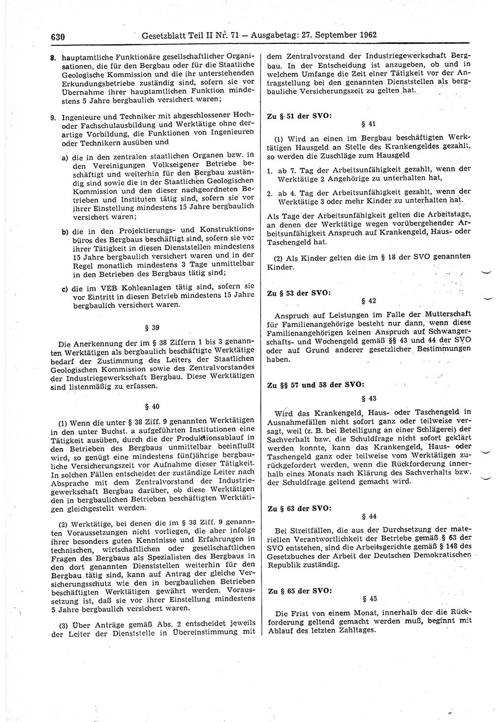 Gesetzblatt (GBl.) der Deutschen Demokratischen Republik (DDR) Teil ⅠⅠ 1962, Seite 630 (GBl. DDR ⅠⅠ 1962, S. 630)