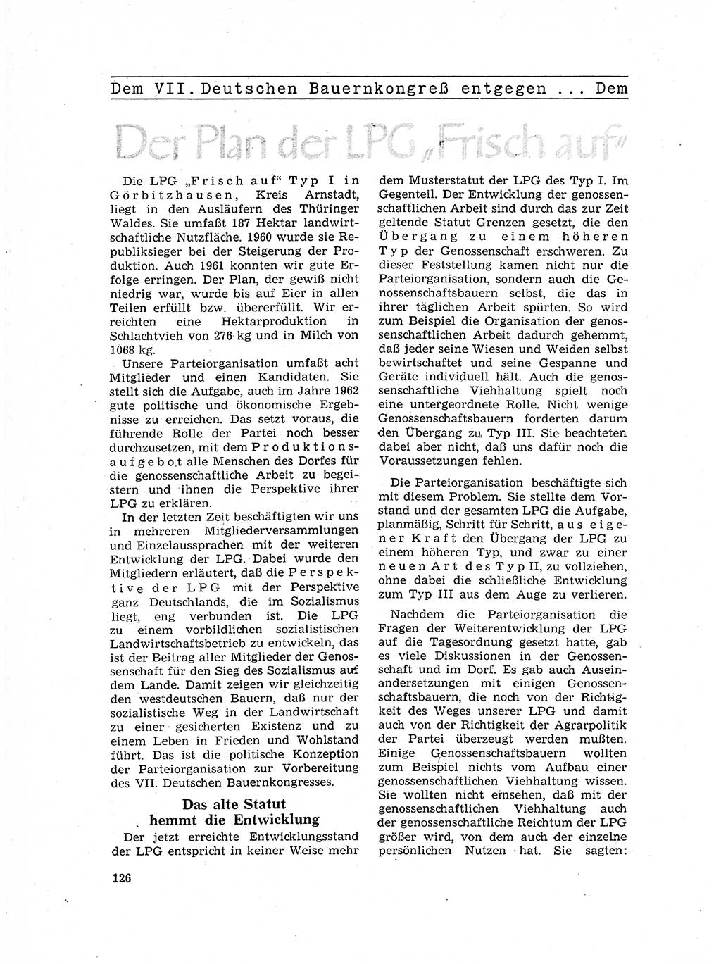 Neuer Weg (NW), Organ des Zentralkomitees (ZK) der SED (Sozialistische Einheitspartei Deutschlands) für Fragen des Parteilebens, 17. Jahrgang [Deutsche Demokratische Republik (DDR)] 1962, Seite 126 (NW ZK SED DDR 1962, S. 126)