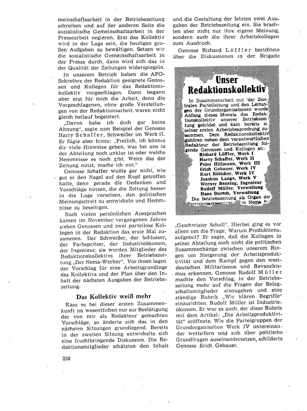 Neuer Weg (NW), Organ des Zentralkomitees (ZK) der SED (Sozialistische Einheitspartei Deutschlands) für Fragen des Parteilebens, 17. Jahrgang [Deutsche Demokratische Republik (DDR)] 1962, Seite 250 (NW ZK SED DDR 1962, S. 250)