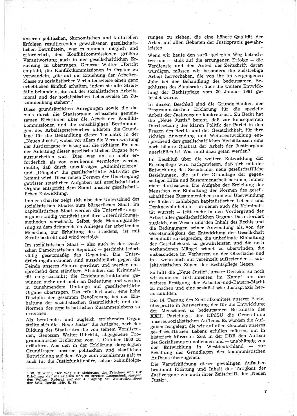 Neue Justiz (NJ), Zeitschrift für Recht und Rechtswissenschaft [Deutsche Demokratische Republik (DDR)], 16. Jahrgang 1962, Seite 7 (NJ DDR 1962, S. 7)