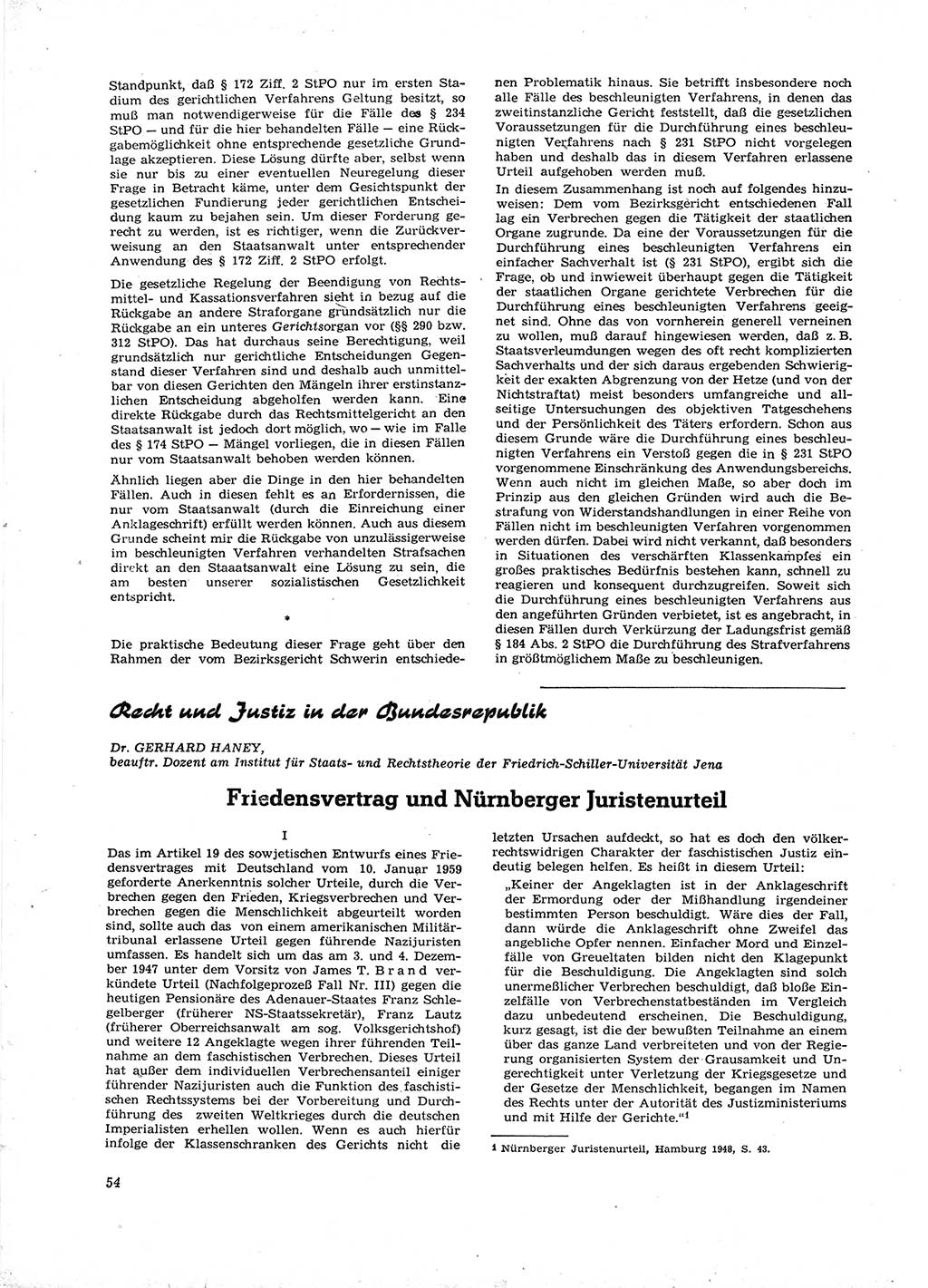 Neue Justiz (NJ), Zeitschrift für Recht und Rechtswissenschaft [Deutsche Demokratische Republik (DDR)], 16. Jahrgang 1962, Seite 54 (NJ DDR 1962, S. 54)