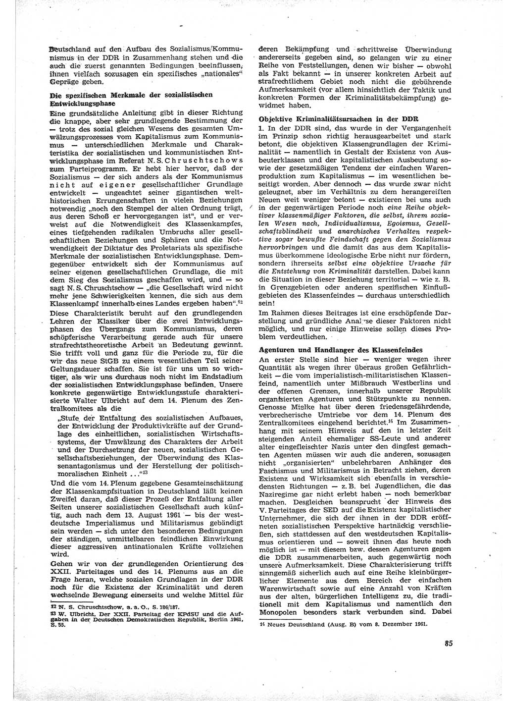 Neue Justiz (NJ), Zeitschrift für Recht und Rechtswissenschaft [Deutsche Demokratische Republik (DDR)], 16. Jahrgang 1962, Seite 85 (NJ DDR 1962, S. 85)