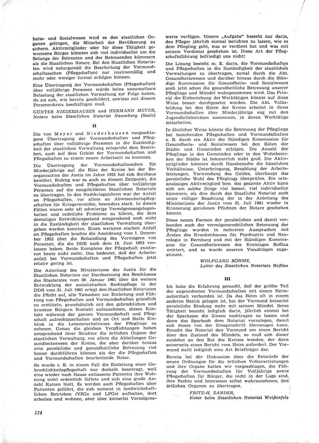Neue Justiz (NJ), Zeitschrift für Recht und Rechtswissenschaft [Deutsche Demokratische Republik (DDR)], 16. Jahrgang 1962, Seite 124 (NJ DDR 1962, S. 124)