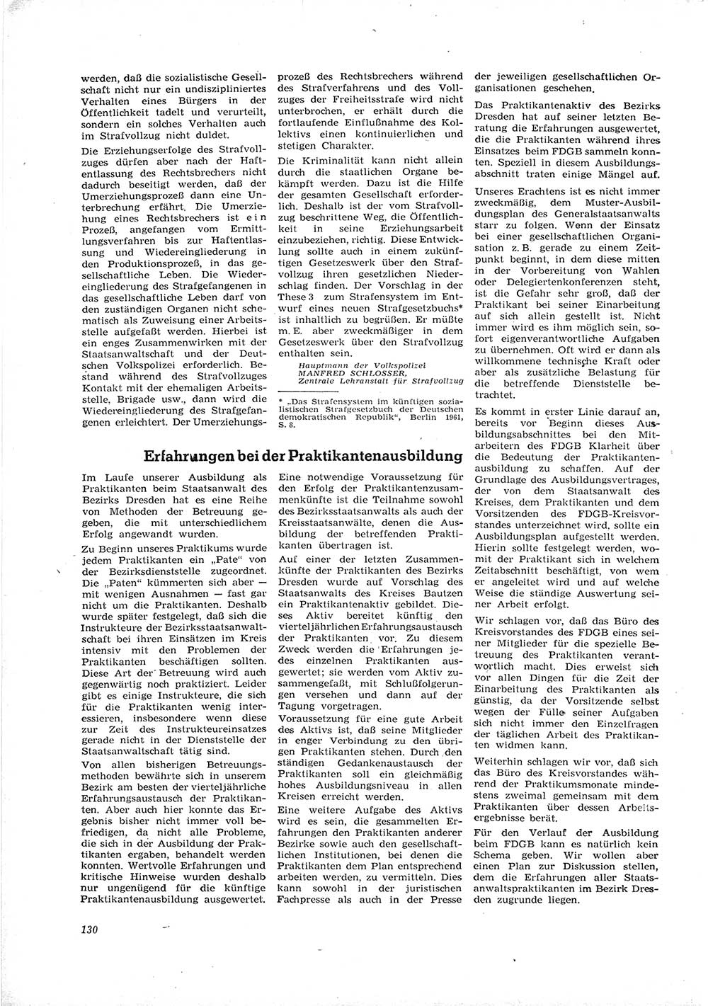 Neue Justiz (NJ), Zeitschrift für Recht und Rechtswissenschaft [Deutsche Demokratische Republik (DDR)], 16. Jahrgang 1962, Seite 130 (NJ DDR 1962, S. 130)