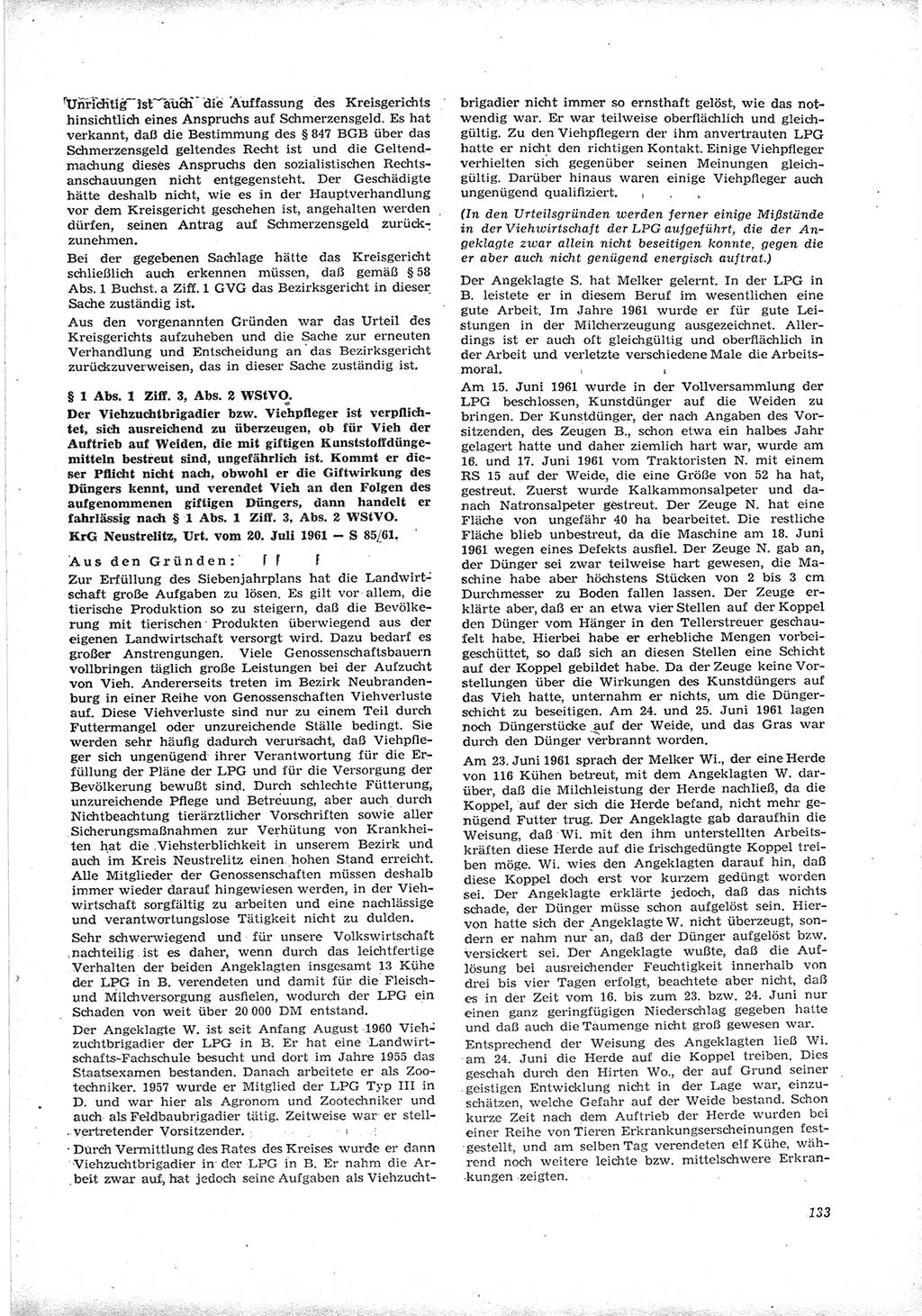 Neue Justiz (NJ), Zeitschrift für Recht und Rechtswissenschaft [Deutsche Demokratische Republik (DDR)], 16. Jahrgang 1962, Seite 133 (NJ DDR 1962, S. 133)