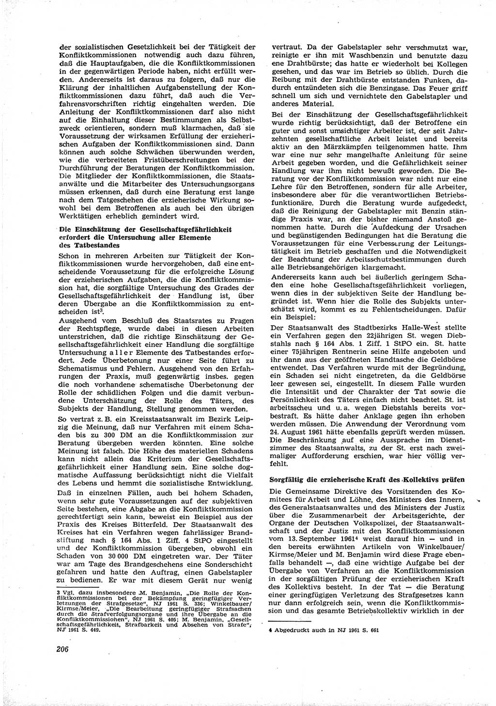 Neue Justiz (NJ), Zeitschrift für Recht und Rechtswissenschaft [Deutsche Demokratische Republik (DDR)], 16. Jahrgang 1962, Seite 206 (NJ DDR 1962, S. 206)