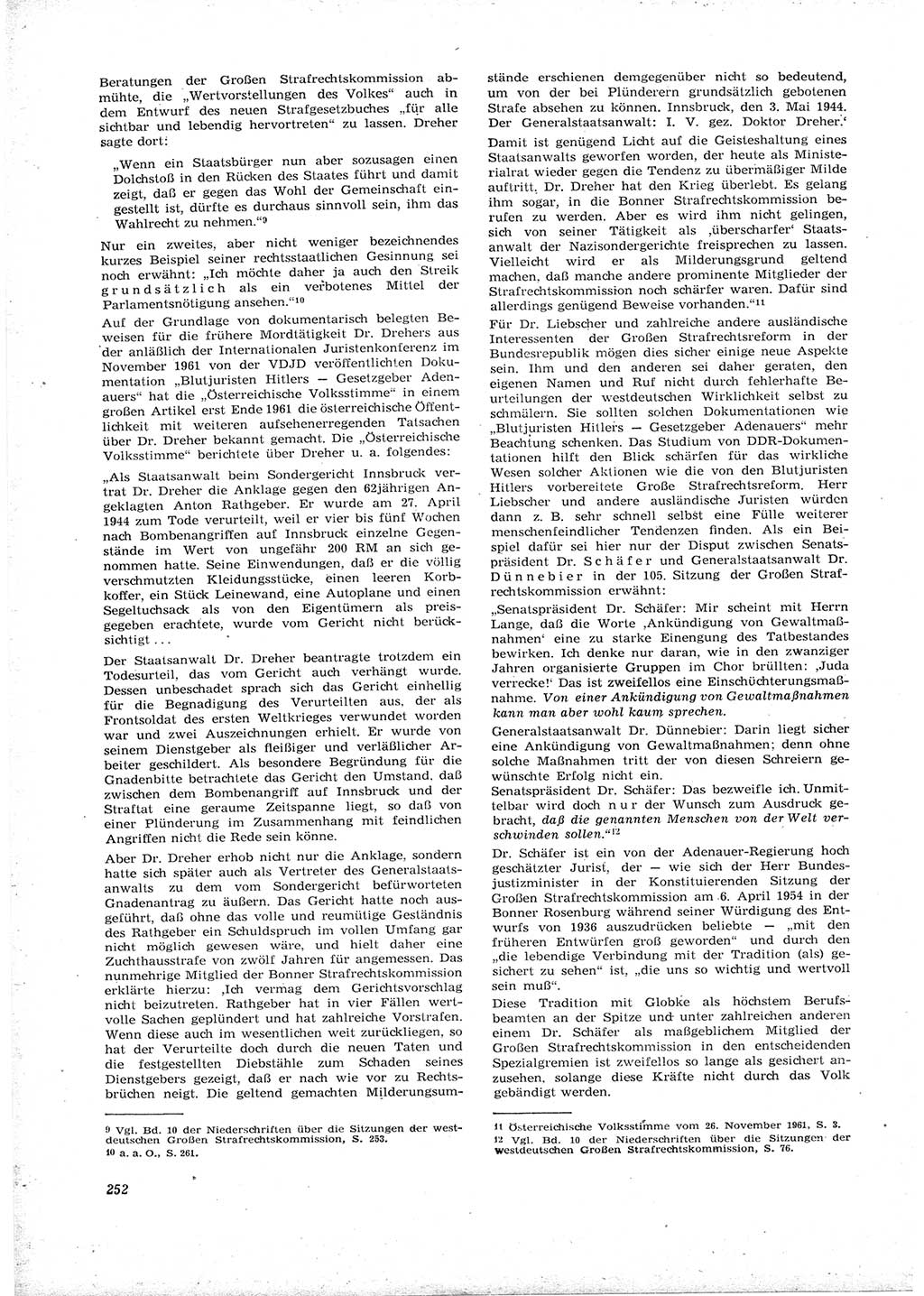 Neue Justiz (NJ), Zeitschrift für Recht und Rechtswissenschaft [Deutsche Demokratische Republik (DDR)], 16. Jahrgang 1962, Seite 252 (NJ DDR 1962, S. 252)