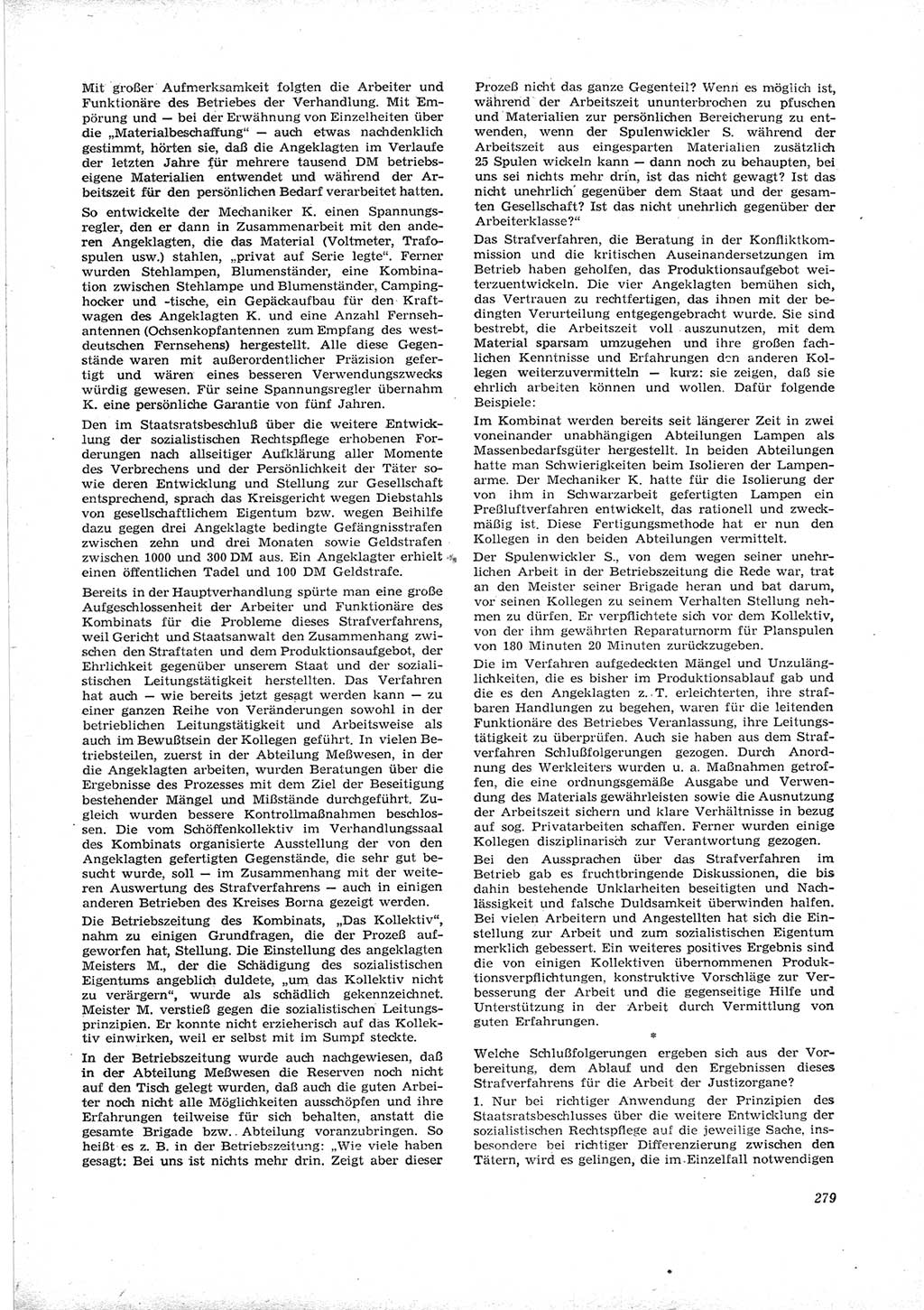 Neue Justiz (NJ), Zeitschrift für Recht und Rechtswissenschaft [Deutsche Demokratische Republik (DDR)], 16. Jahrgang 1962, Seite 279 (NJ DDR 1962, S. 279)
