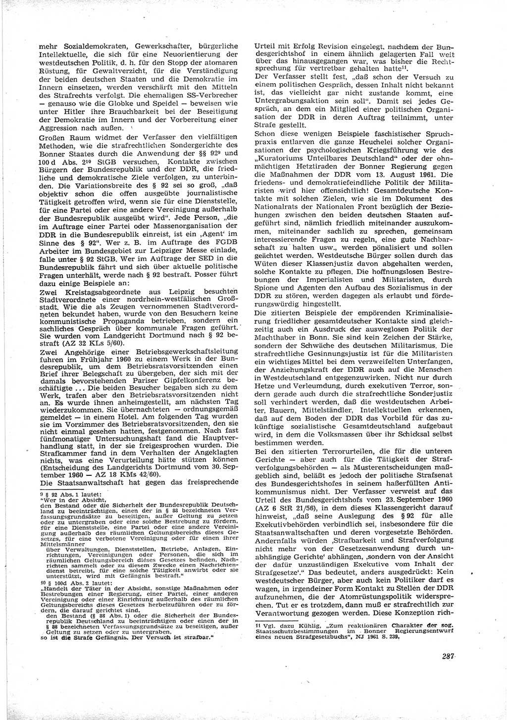 Neue Justiz (NJ), Zeitschrift für Recht und Rechtswissenschaft [Deutsche Demokratische Republik (DDR)], 16. Jahrgang 1962, Seite 287 (NJ DDR 1962, S. 287)
