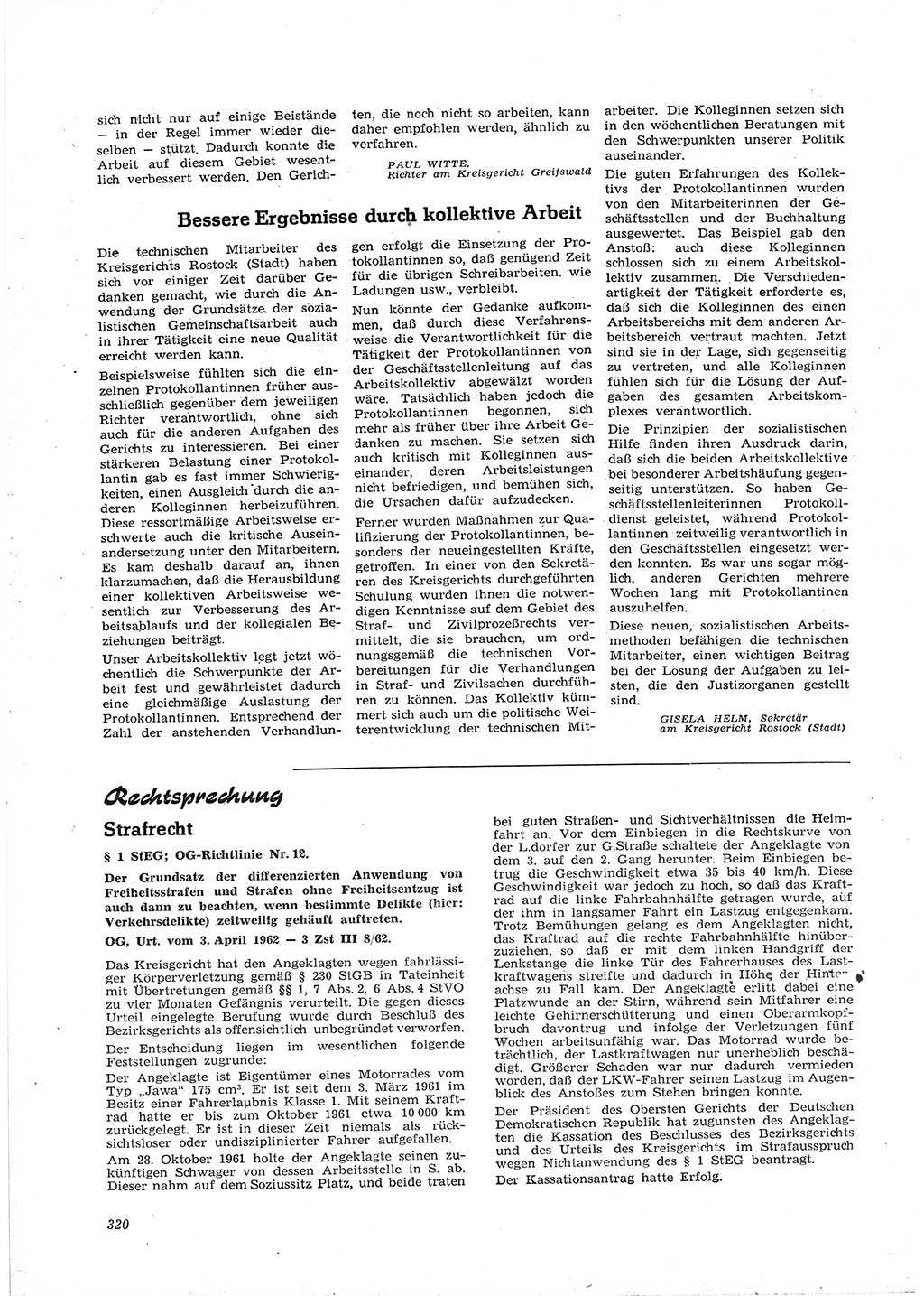 Neue Justiz (NJ), Zeitschrift für Recht und Rechtswissenschaft [Deutsche Demokratische Republik (DDR)], 16. Jahrgang 1962, Seite 320 (NJ DDR 1962, S. 320)