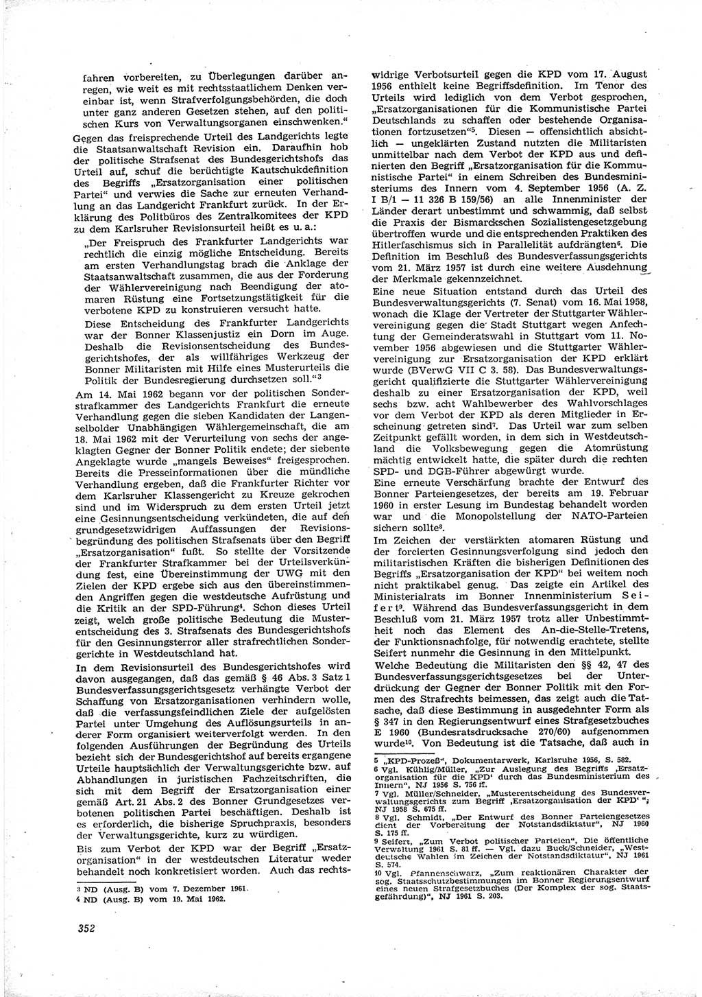Neue Justiz (NJ), Zeitschrift für Recht und Rechtswissenschaft [Deutsche Demokratische Republik (DDR)], 16. Jahrgang 1962, Seite 352 (NJ DDR 1962, S. 352)