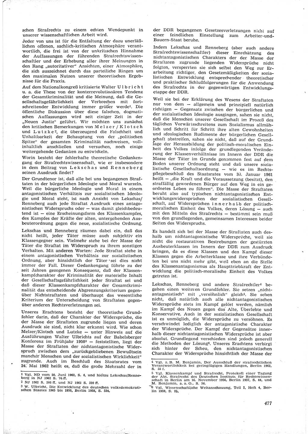 Neue Justiz (NJ), Zeitschrift für Recht und Rechtswissenschaft [Deutsche Demokratische Republik (DDR)], 16. Jahrgang 1962, Seite 477 (NJ DDR 1962, S. 477)