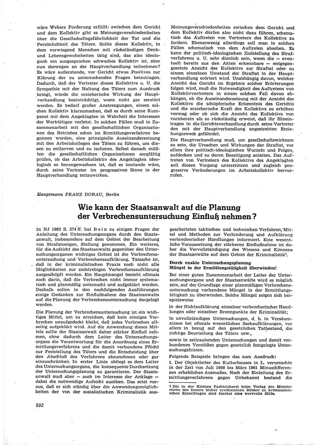 Neue Justiz (NJ), Zeitschrift für Recht und Rechtswissenschaft [Deutsche Demokratische Republik (DDR)], 16. Jahrgang 1962, Seite 592 (NJ DDR 1962, S. 592)