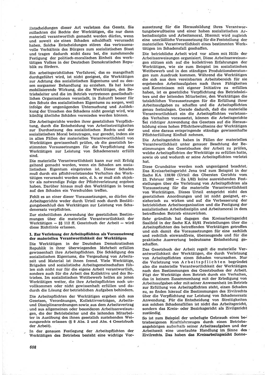 Neue Justiz (NJ), Zeitschrift für Recht und Rechtswissenschaft [Deutsche Demokratische Republik (DDR)], 16. Jahrgang 1962, Seite 608 (NJ DDR 1962, S. 608)