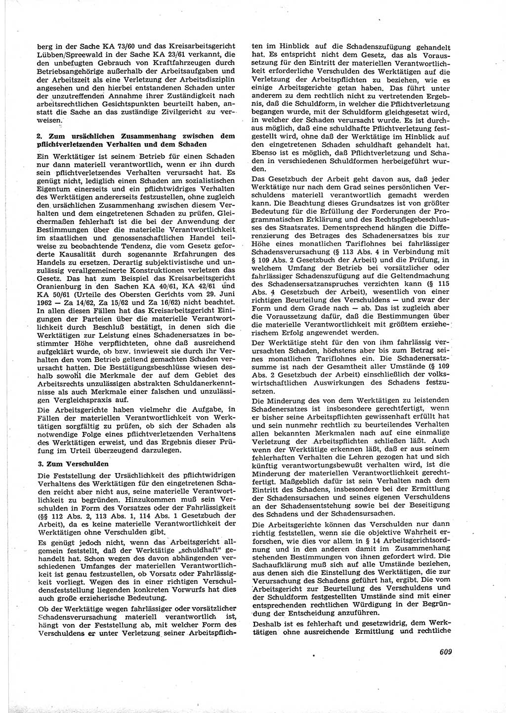 Neue Justiz (NJ), Zeitschrift für Recht und Rechtswissenschaft [Deutsche Demokratische Republik (DDR)], 16. Jahrgang 1962, Seite 609 (NJ DDR 1962, S. 609)