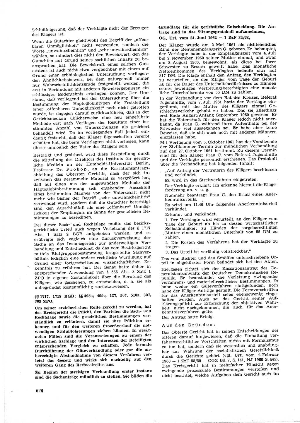 Neue Justiz (NJ), Zeitschrift für Recht und Rechtswissenschaft [Deutsche Demokratische Republik (DDR)], 16. Jahrgang 1962, Seite 646 (NJ DDR 1962, S. 646)