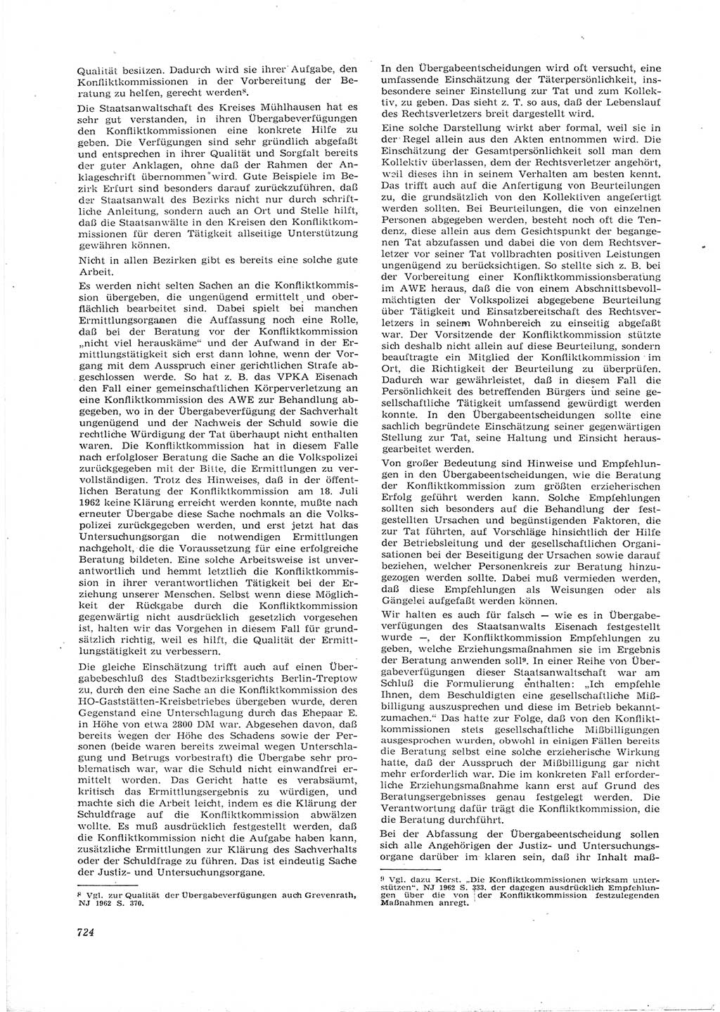 Neue Justiz (NJ), Zeitschrift für Recht und Rechtswissenschaft [Deutsche Demokratische Republik (DDR)], 16. Jahrgang 1962, Seite 724 (NJ DDR 1962, S. 724)