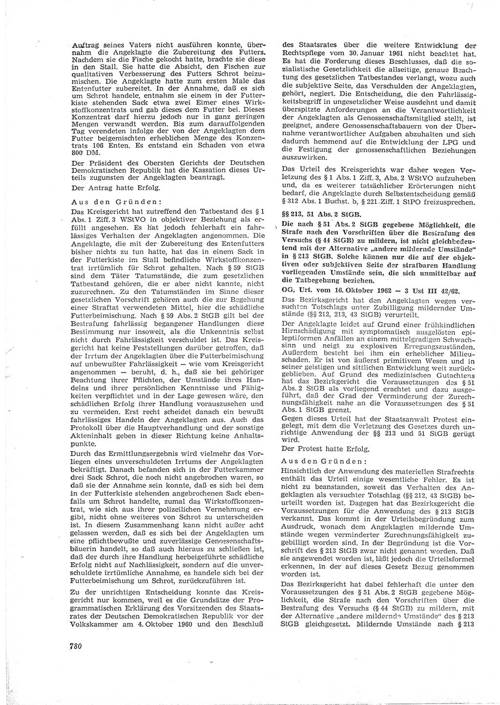 Neue Justiz (NJ), Zeitschrift für Recht und Rechtswissenschaft [Deutsche Demokratische Republik (DDR)], 16. Jahrgang 1962, Seite 780 (NJ DDR 1962, S. 780)