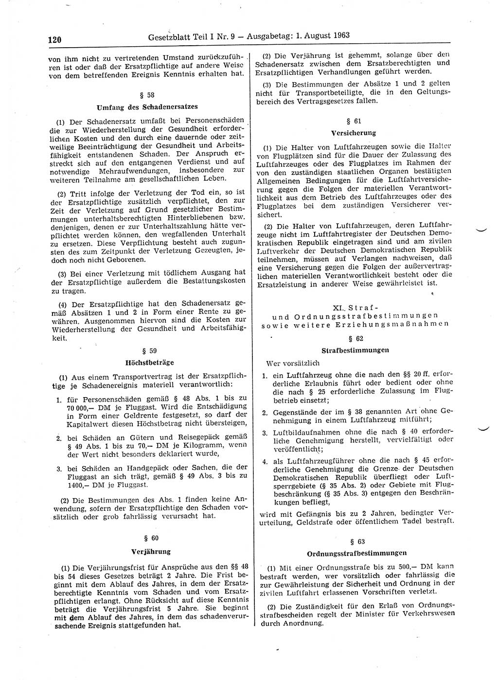 Gesetzblatt (GBl.) der Deutschen Demokratischen Republik (DDR) Teil Ⅰ 1963, Seite 120 (GBl. DDR Ⅰ 1963, S. 120)