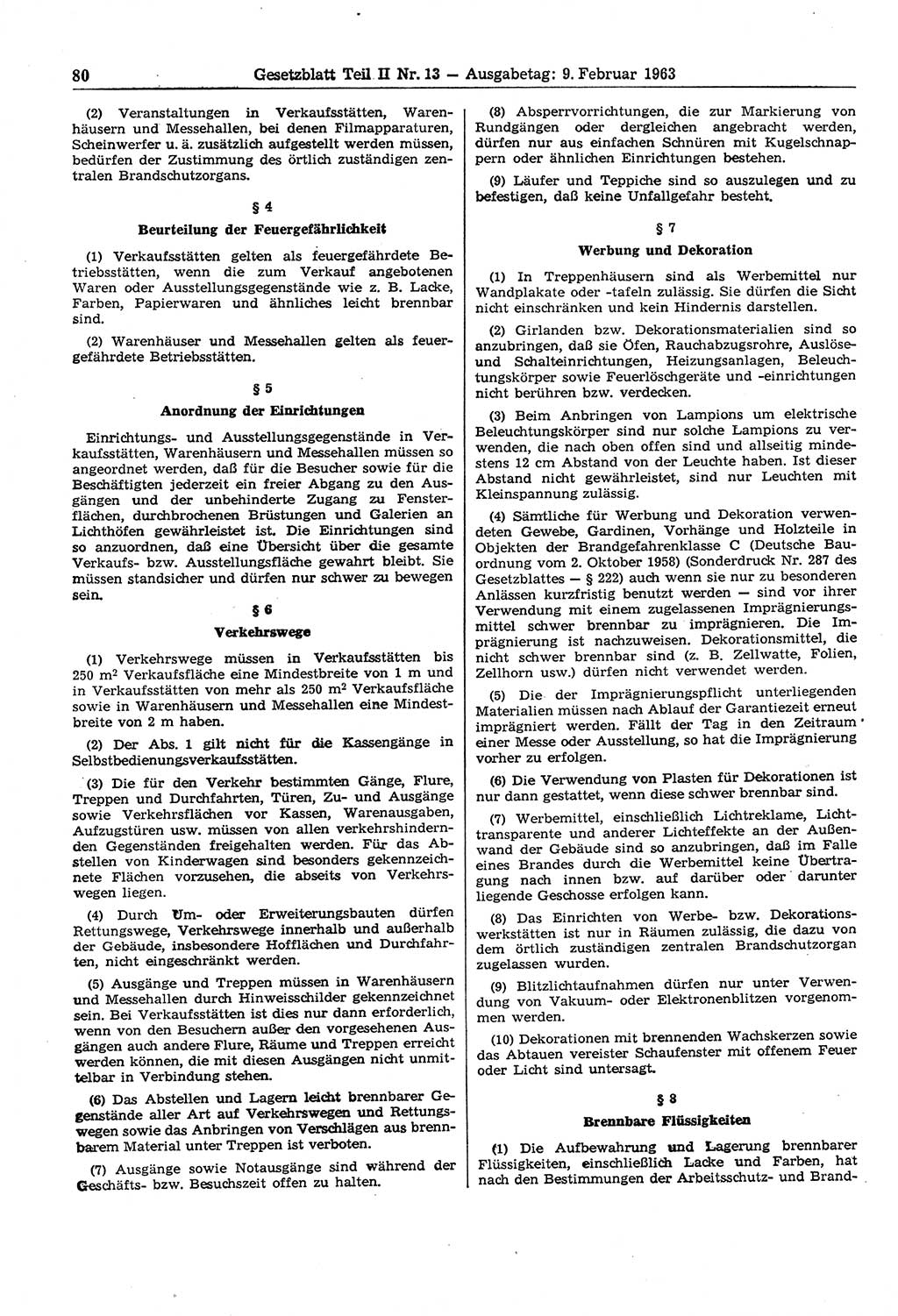 Gesetzblatt (GBl.) der Deutschen Demokratischen Republik (DDR) Teil ⅠⅠ 1963, Seite 80 (GBl. DDR ⅠⅠ 1963, S. 80)