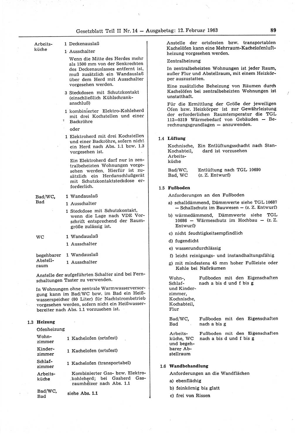 Gesetzblatt (GBl.) der Deutschen Demokratischen Republik (DDR) Teil ⅠⅠ 1963, Seite 89 (GBl. DDR ⅠⅠ 1963, S. 89)