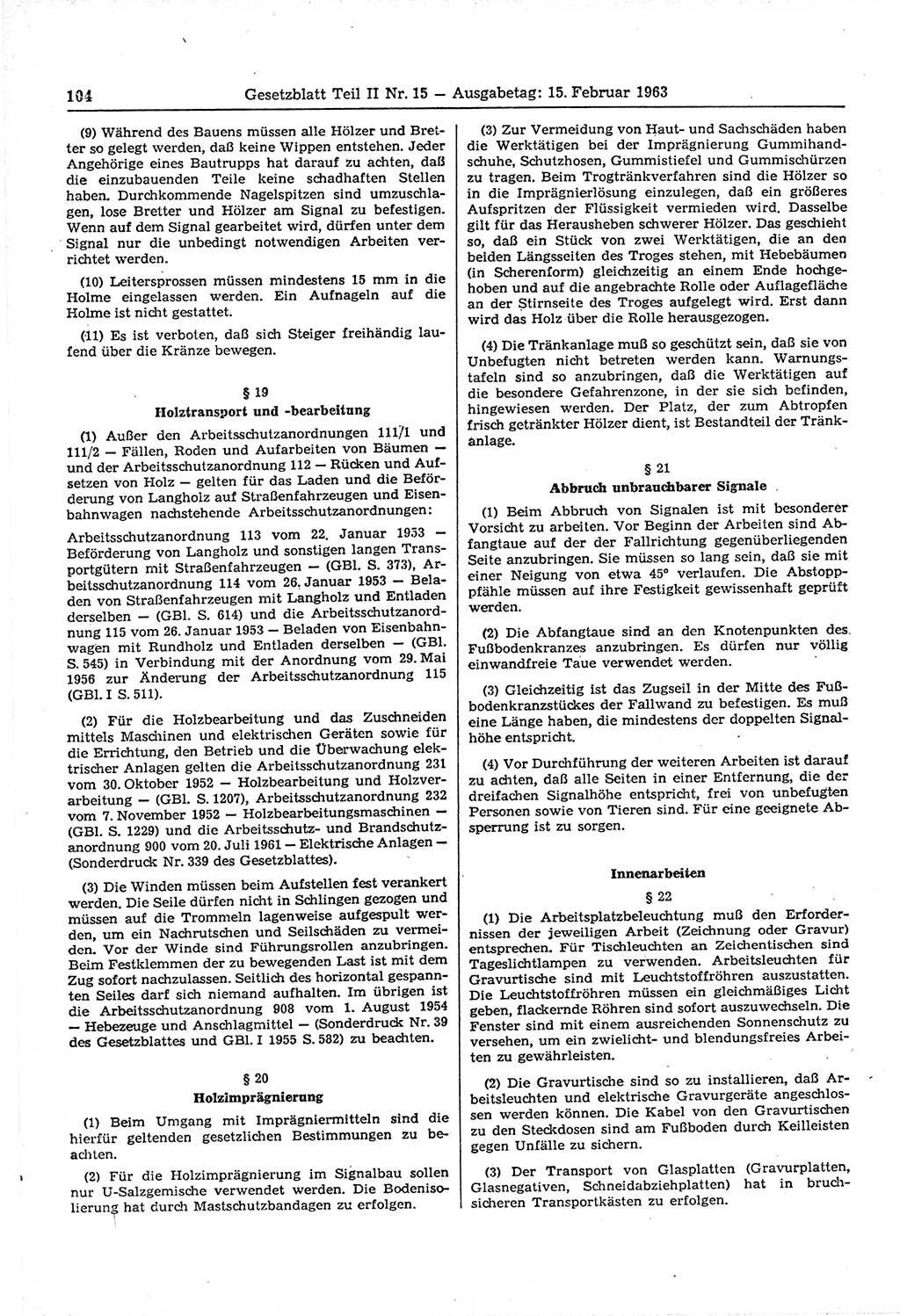Gesetzblatt (GBl.) der Deutschen Demokratischen Republik (DDR) Teil ⅠⅠ 1963, Seite 104 (GBl. DDR ⅠⅠ 1963, S. 104)