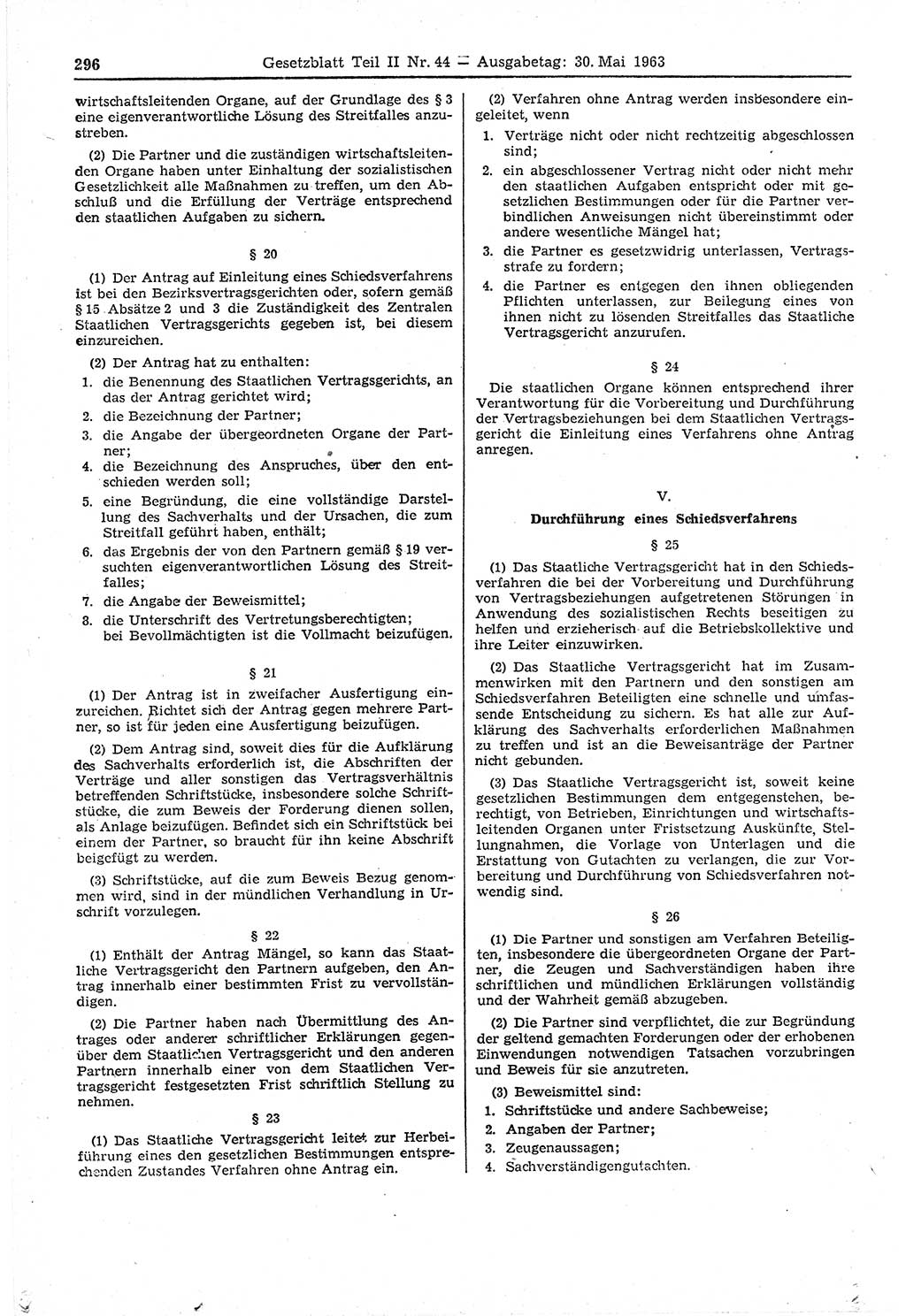 Gesetzblatt (GBl.) der Deutschen Demokratischen Republik (DDR) Teil ⅠⅠ 1963, Seite 296 (GBl. DDR ⅠⅠ 1963, S. 296)