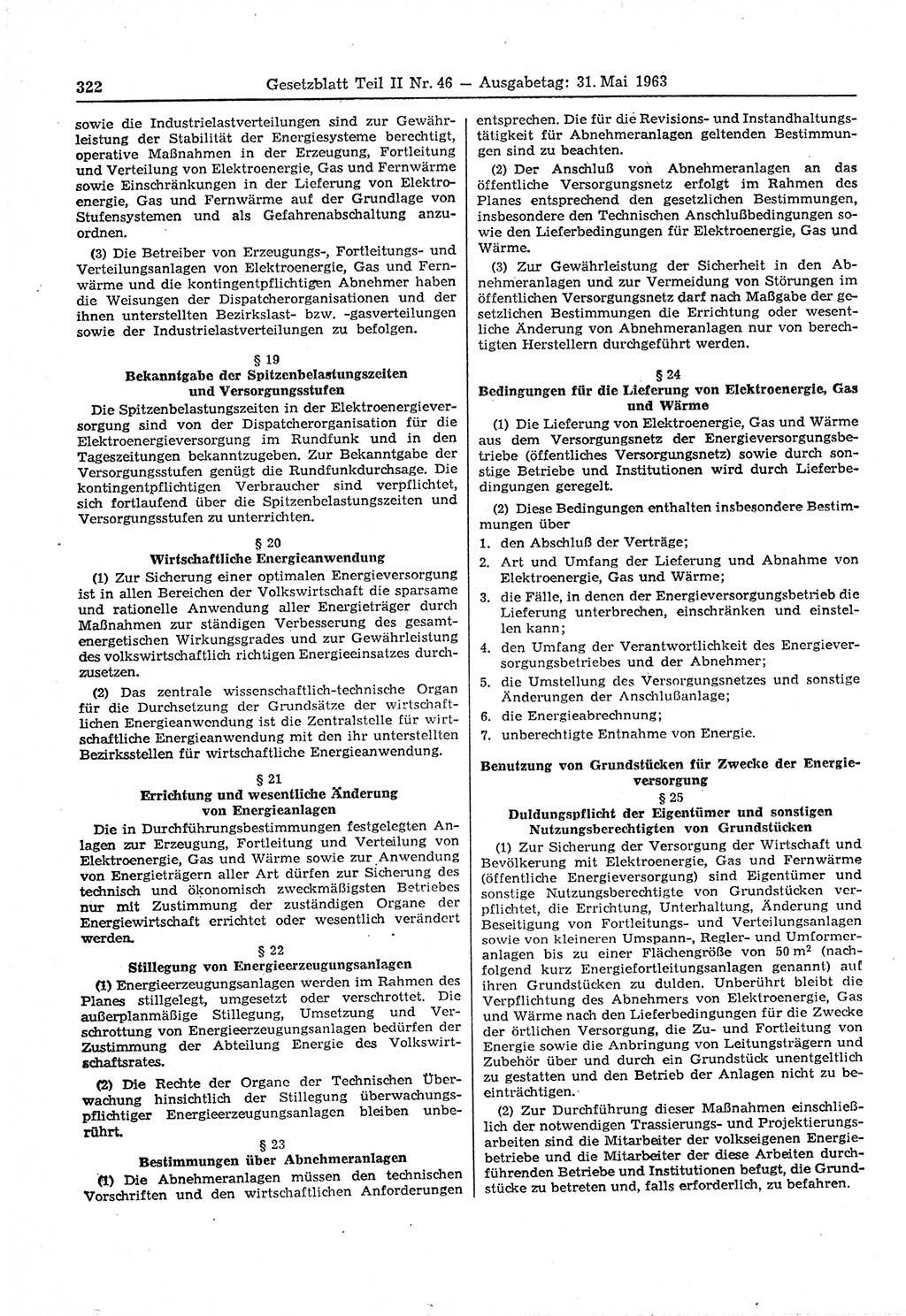 Gesetzblatt (GBl.) der Deutschen Demokratischen Republik (DDR) Teil ⅠⅠ 1963, Seite 322 (GBl. DDR ⅠⅠ 1963, S. 322)