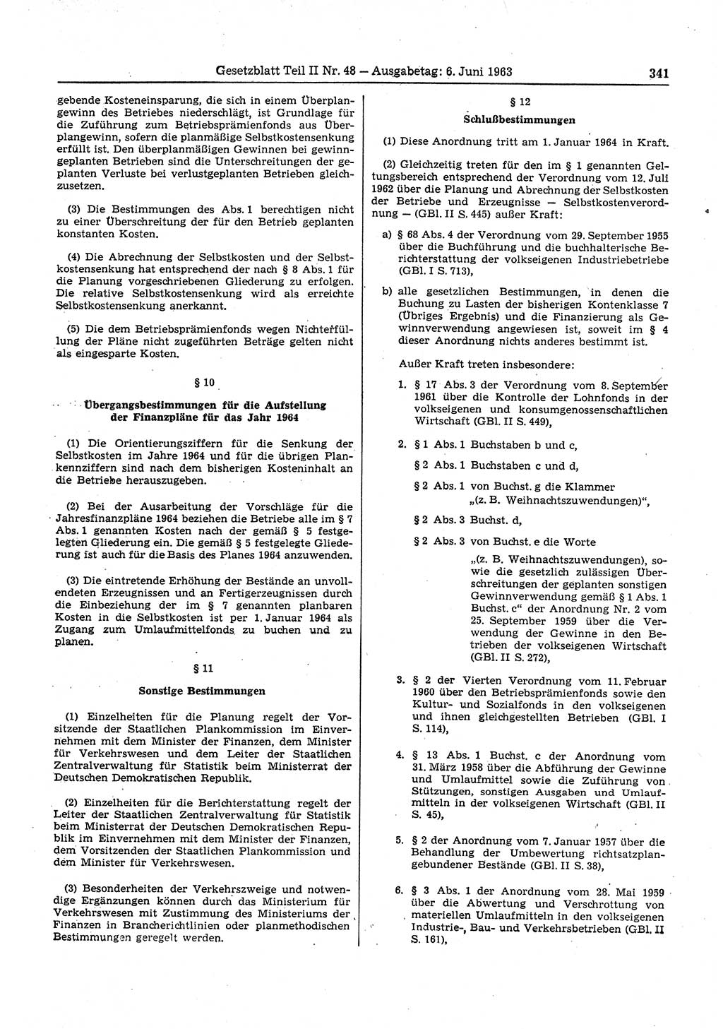 Gesetzblatt (GBl.) der Deutschen Demokratischen Republik (DDR) Teil ⅠⅠ 1963, Seite 341 (GBl. DDR ⅠⅠ 1963, S. 341)