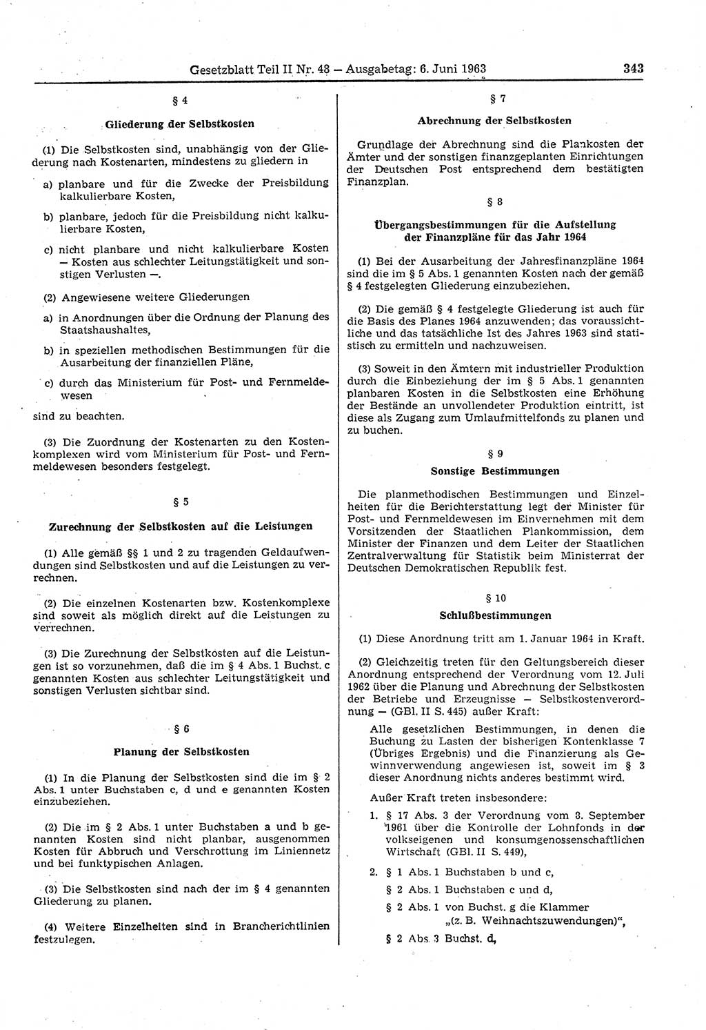 Gesetzblatt (GBl.) der Deutschen Demokratischen Republik (DDR) Teil ⅠⅠ 1963, Seite 343 (GBl. DDR ⅠⅠ 1963, S. 343)