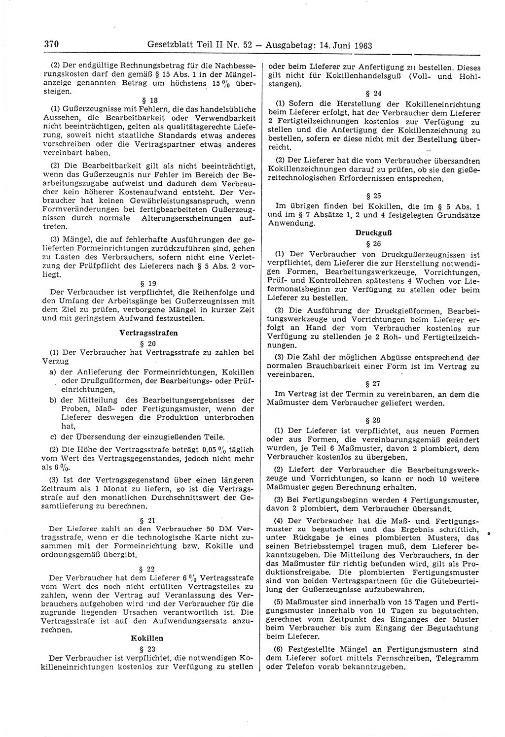 Gesetzblatt (GBl.) der Deutschen Demokratischen Republik (DDR) Teil ⅠⅠ 1963, Seite 370 (GBl. DDR ⅠⅠ 1963, S. 370)