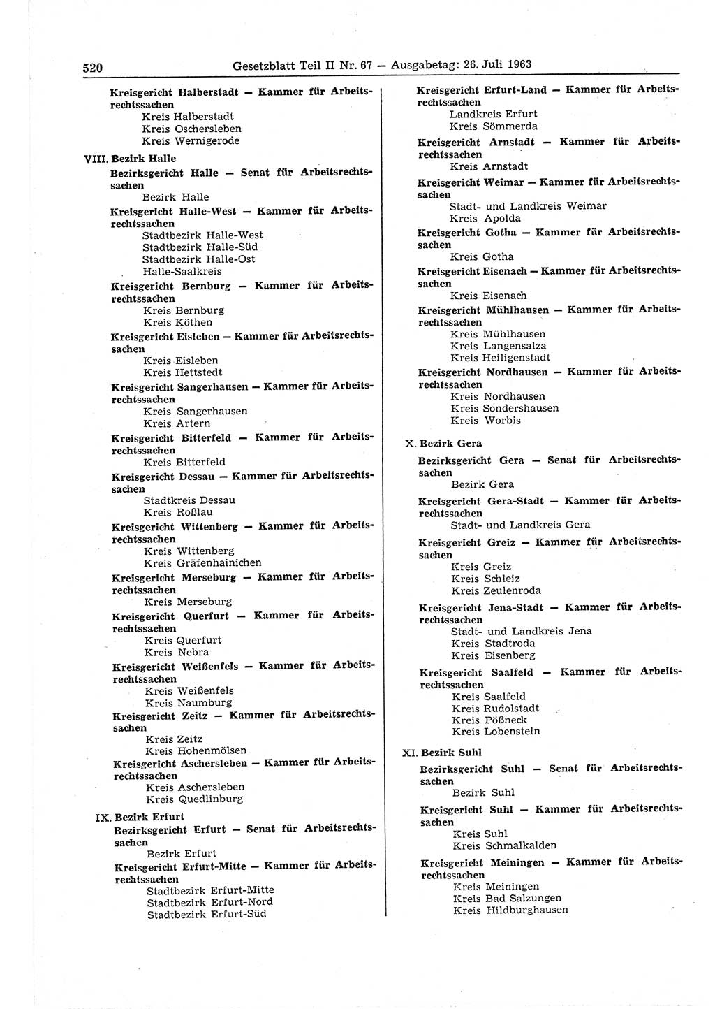 Gesetzblatt (GBl.) der Deutschen Demokratischen Republik (DDR) Teil ⅠⅠ 1963, Seite 520 (GBl. DDR ⅠⅠ 1963, S. 520)