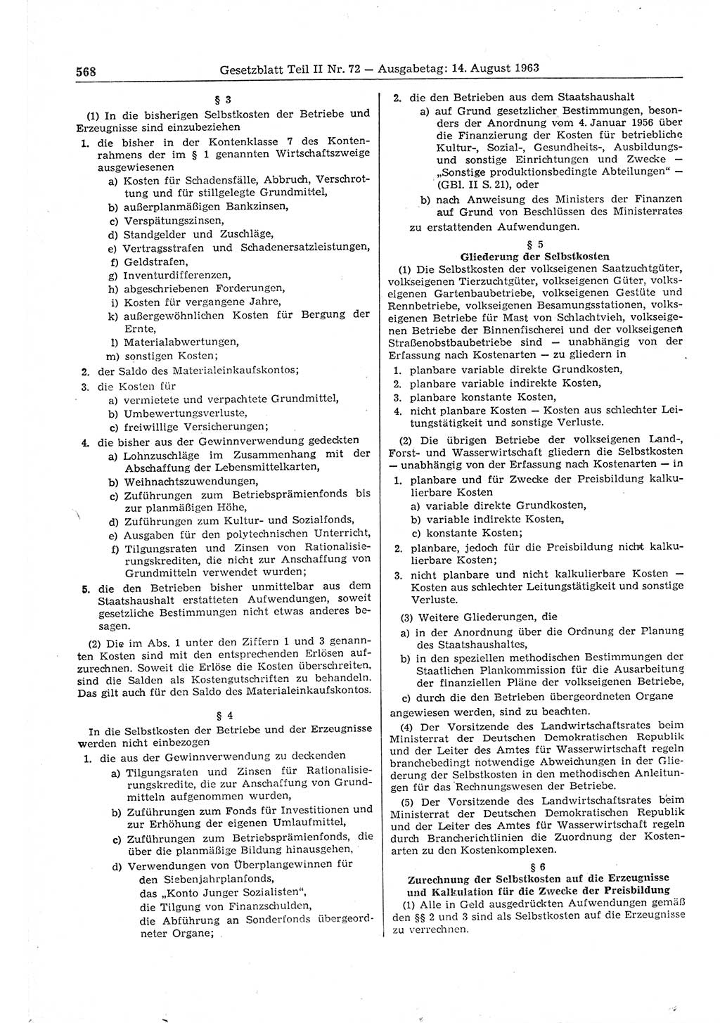 Gesetzblatt (GBl.) der Deutschen Demokratischen Republik (DDR) Teil ⅠⅠ 1963, Seite 568 (GBl. DDR ⅠⅠ 1963, S. 568)