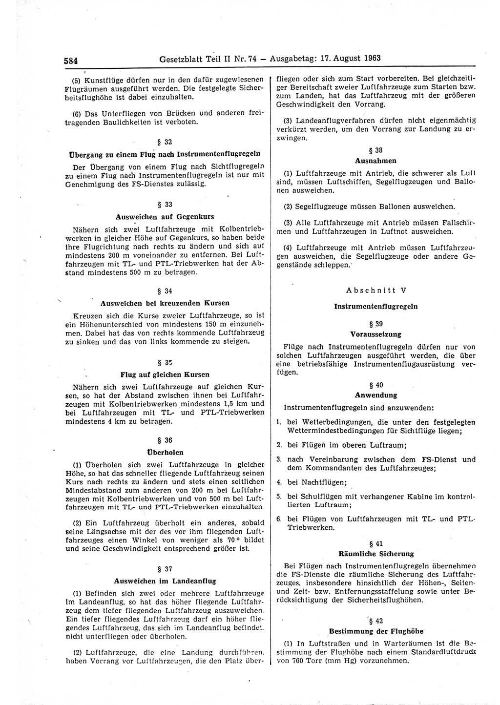 Gesetzblatt (GBl.) der Deutschen Demokratischen Republik (DDR) Teil ⅠⅠ 1963, Seite 584 (GBl. DDR ⅠⅠ 1963, S. 584)