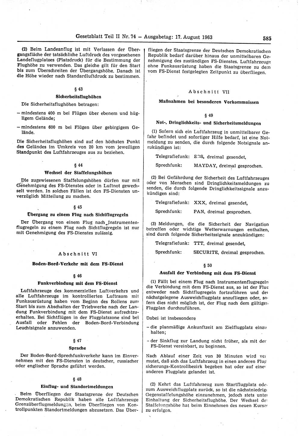 Gesetzblatt (GBl.) der Deutschen Demokratischen Republik (DDR) Teil ⅠⅠ 1963, Seite 585 (GBl. DDR ⅠⅠ 1963, S. 585)