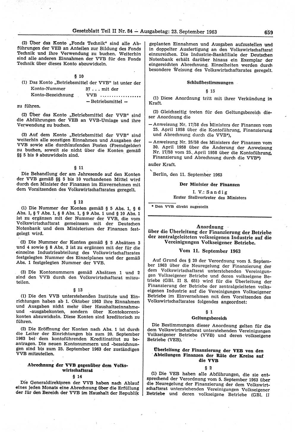 Gesetzblatt (GBl.) der Deutschen Demokratischen Republik (DDR) Teil ⅠⅠ 1963, Seite 659 (GBl. DDR ⅠⅠ 1963, S. 659)