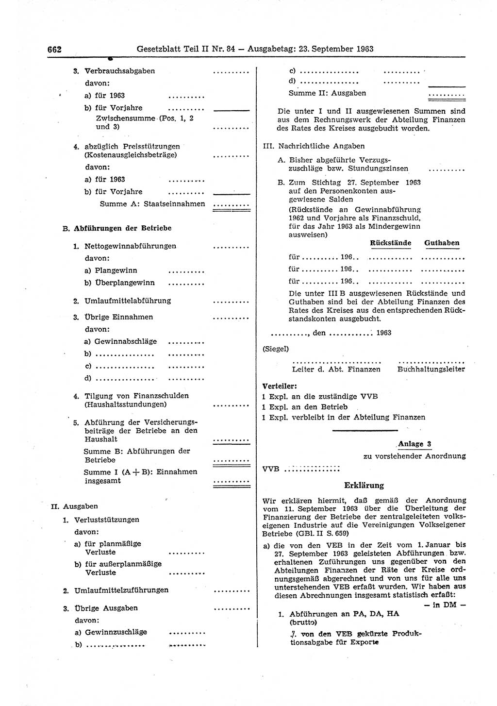 Gesetzblatt (GBl.) der Deutschen Demokratischen Republik (DDR) Teil ⅠⅠ 1963, Seite 662 (GBl. DDR ⅠⅠ 1963, S. 662)