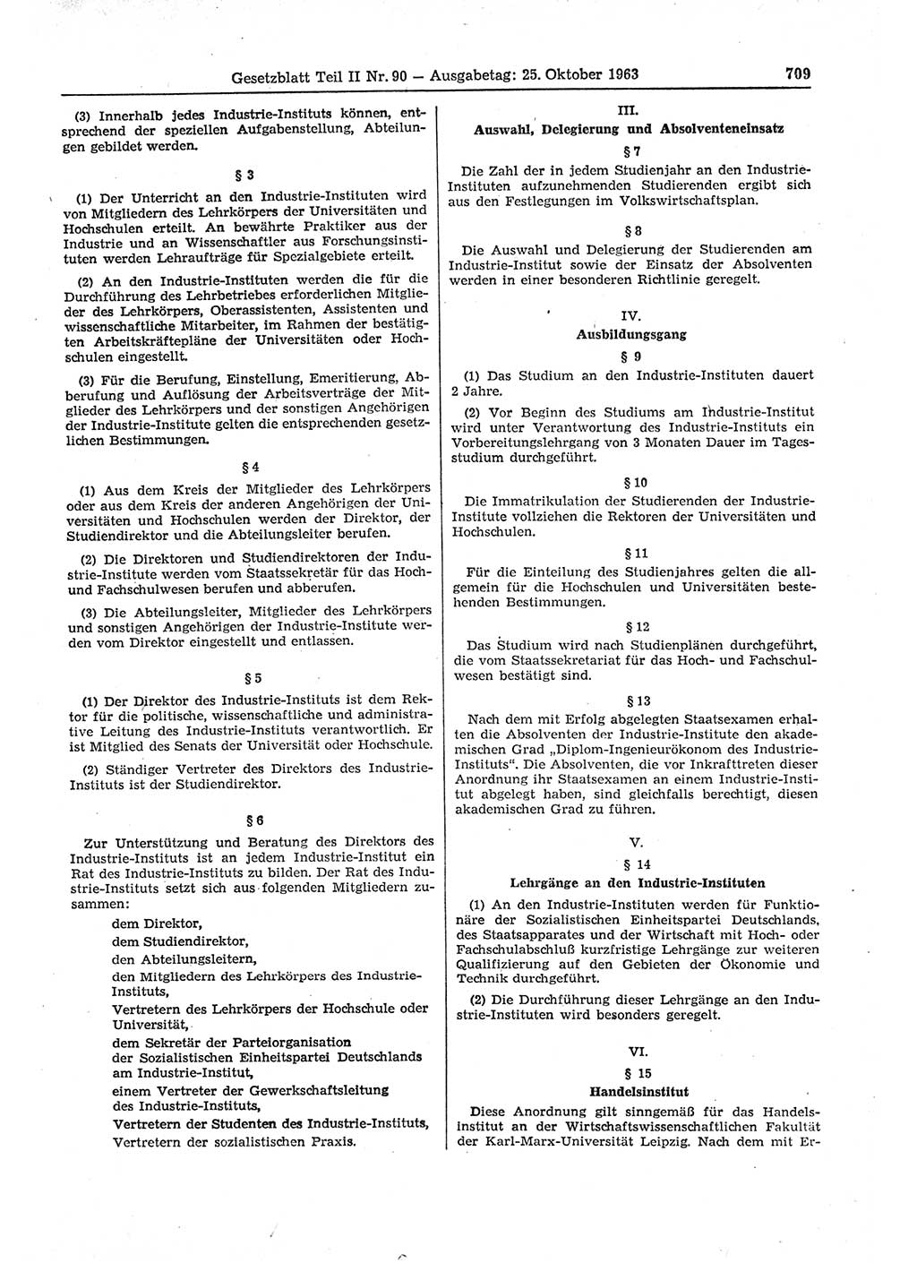 Gesetzblatt (GBl.) der Deutschen Demokratischen Republik (DDR) Teil ⅠⅠ 1963, Seite 709 (GBl. DDR ⅠⅠ 1963, S. 709)