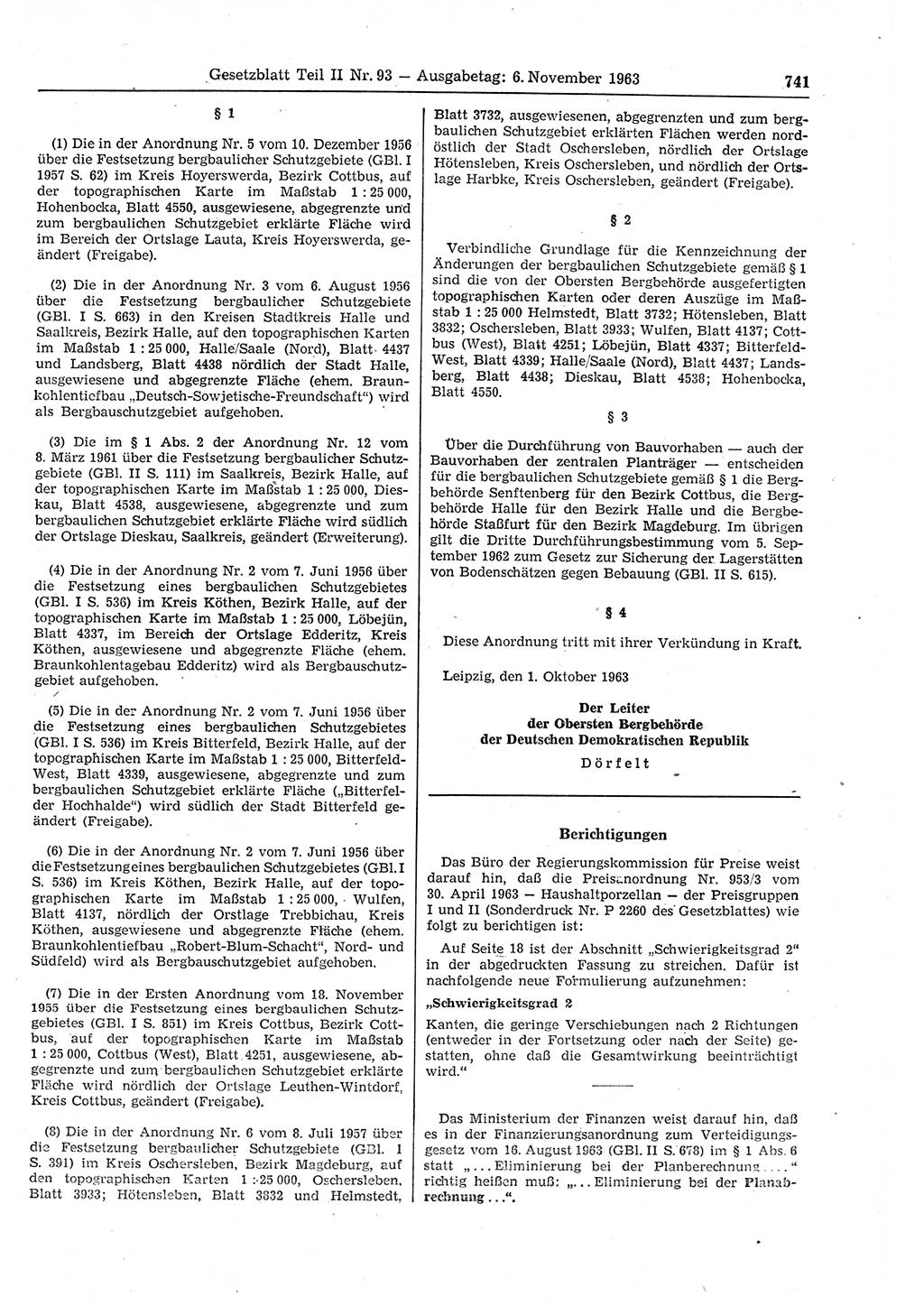 Gesetzblatt (GBl.) der Deutschen Demokratischen Republik (DDR) Teil ⅠⅠ 1963, Seite 741 (GBl. DDR ⅠⅠ 1963, S. 741)