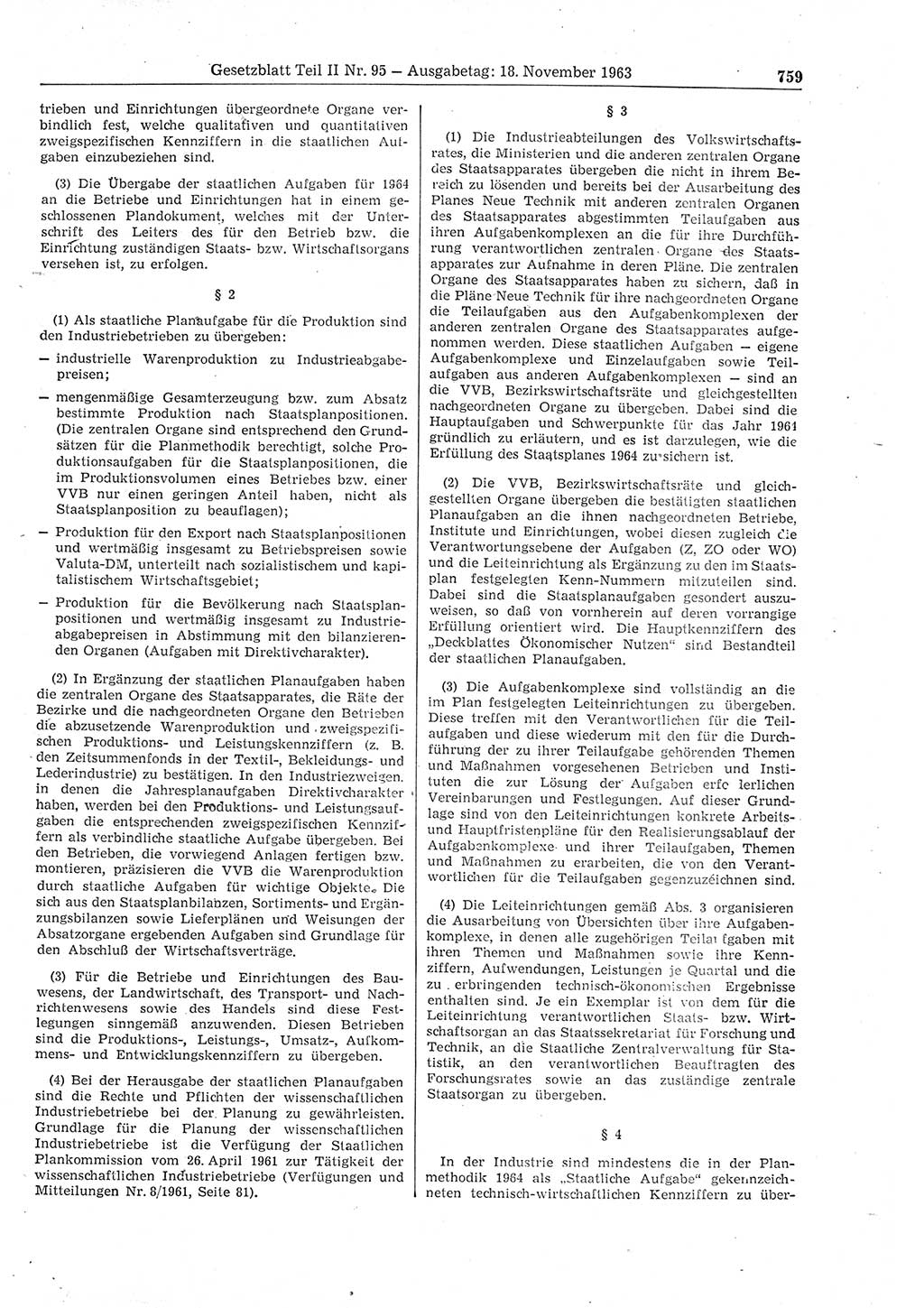 Gesetzblatt (GBl.) der Deutschen Demokratischen Republik (DDR) Teil ⅠⅠ 1963, Seite 759 (GBl. DDR ⅠⅠ 1963, S. 759)