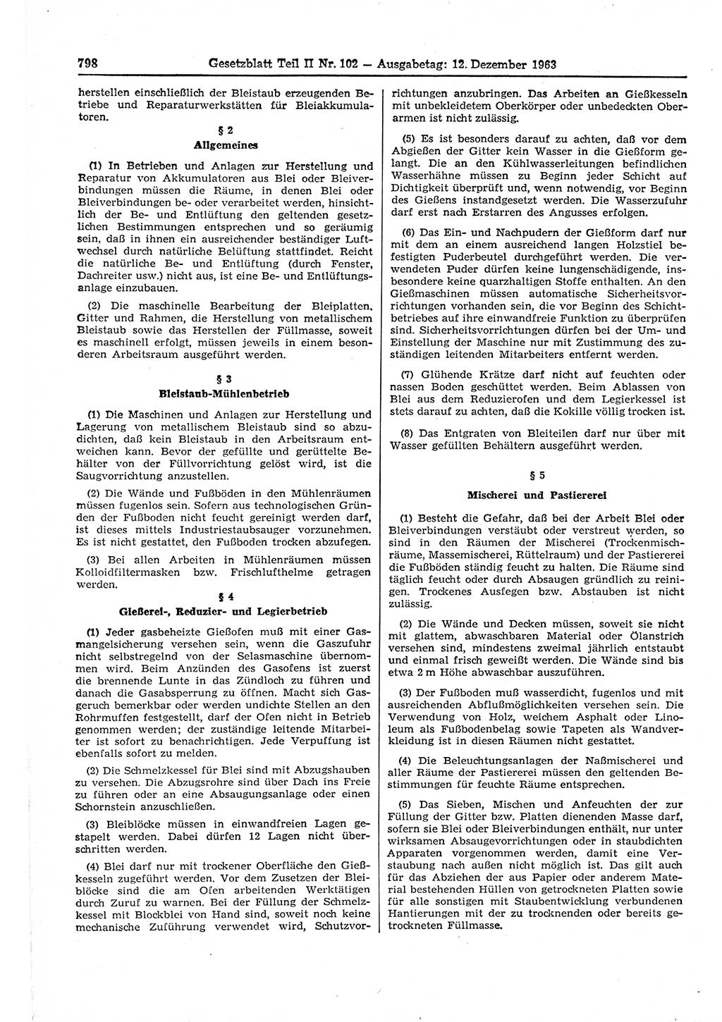 Gesetzblatt (GBl.) der Deutschen Demokratischen Republik (DDR) Teil ⅠⅠ 1963, Seite 798 (GBl. DDR ⅠⅠ 1963, S. 798)
