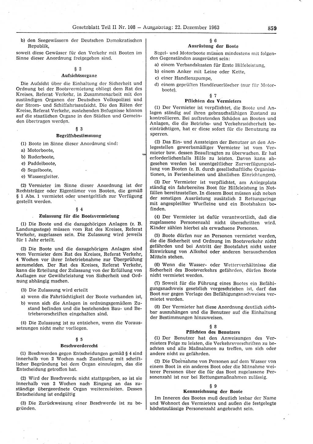 Gesetzblatt (GBl.) der Deutschen Demokratischen Republik (DDR) Teil ⅠⅠ 1963, Seite 859 (GBl. DDR ⅠⅠ 1963, S. 859)