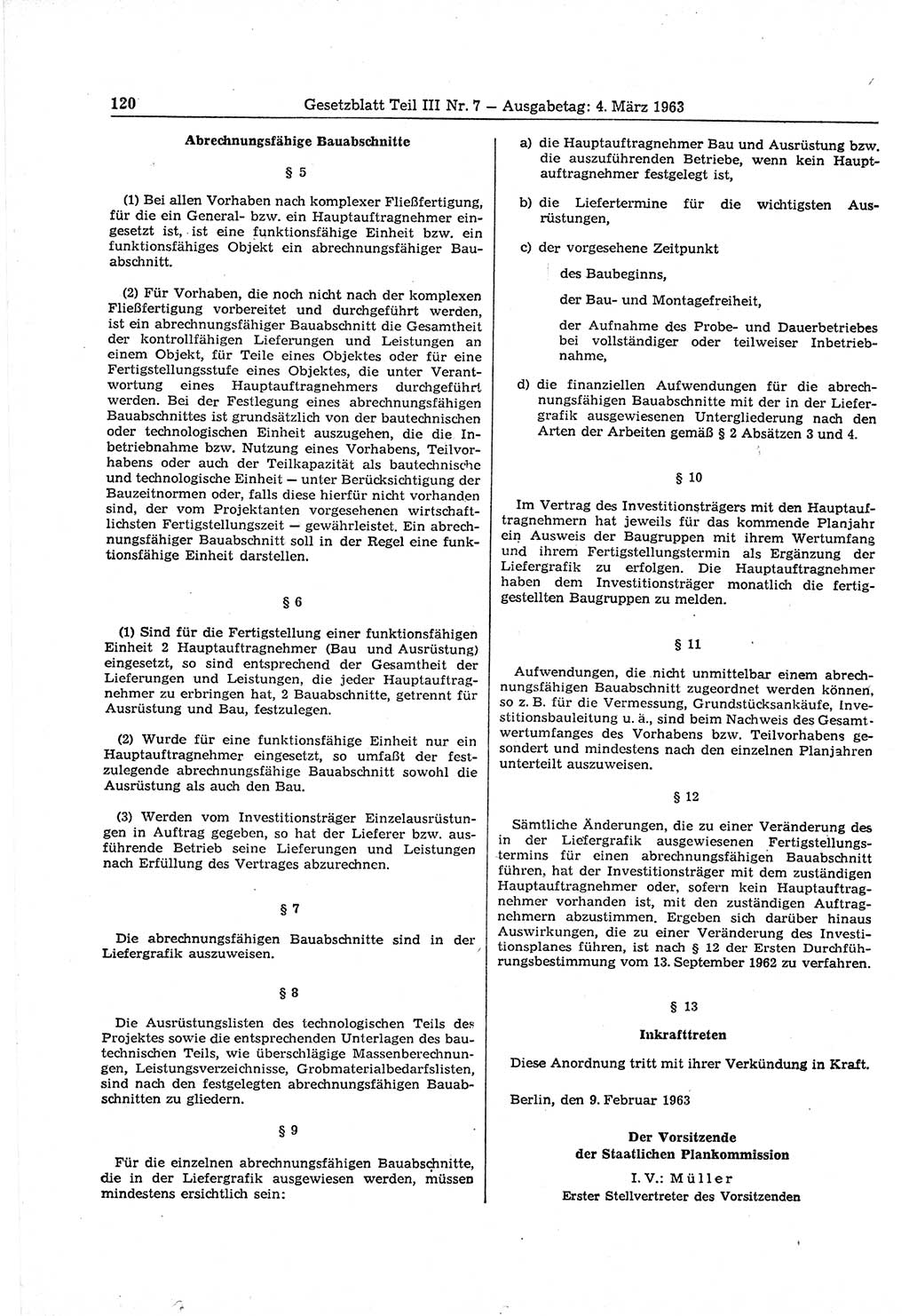 Gesetzblatt (GBl.) der Deutschen Demokratischen Republik (DDR) Teil ⅠⅠⅠ 1963, Seite 120 (GBl. DDR ⅠⅠⅠ 1963, S. 120)