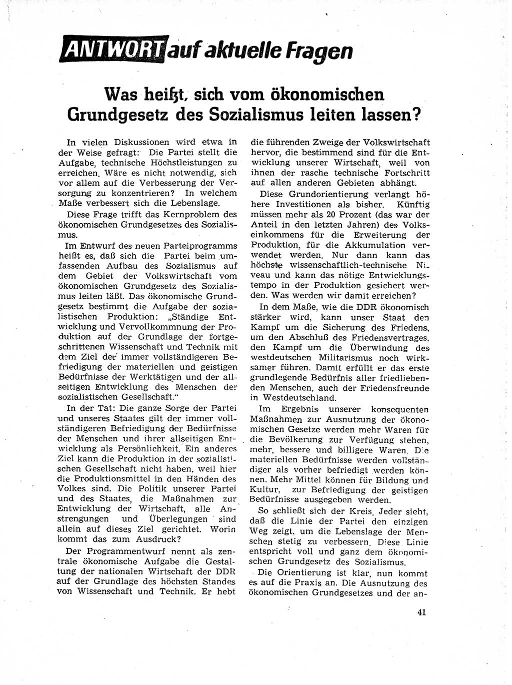 Neuer Weg (NW), Organ des Zentralkomitees (ZK) der SED (Sozialistische Einheitspartei Deutschlands) für Fragen des Parteilebens, 18. Jahrgang [Deutsche Demokratische Republik (DDR)] 1963, Seite 41 (NW ZK SED DDR 1963, S. 41)