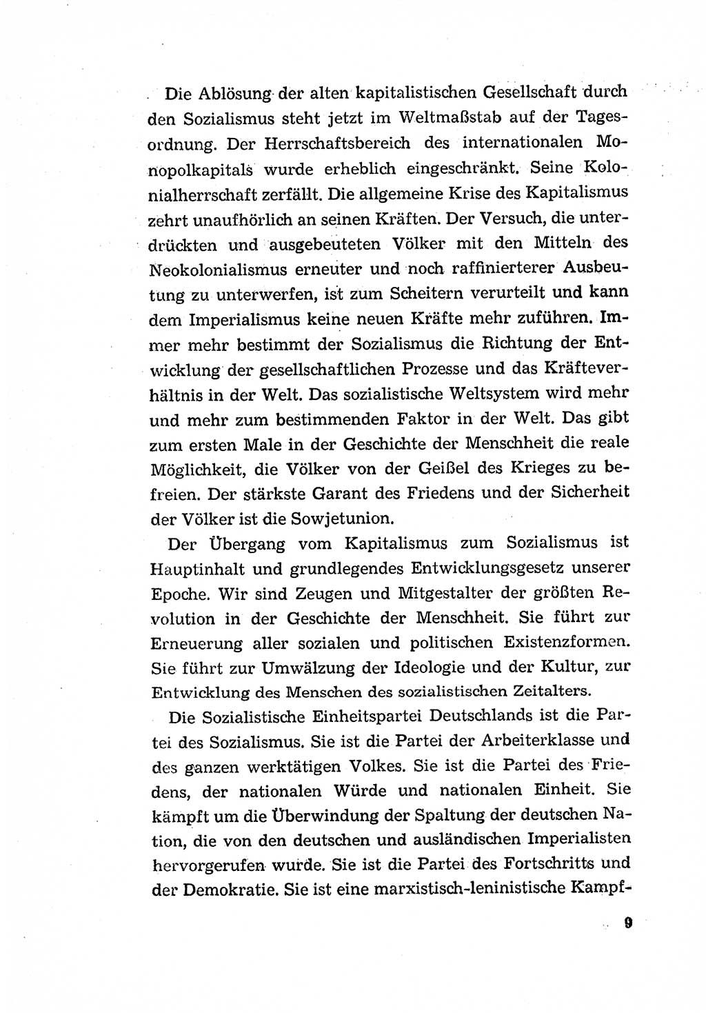 Programm der Sozialistischen Einheitspartei Deutschlands (SED) [Deutsche Demokratische Republik (DDR)] 1963, Seite 9 (Progr. SED DDR 1963, S. 9)