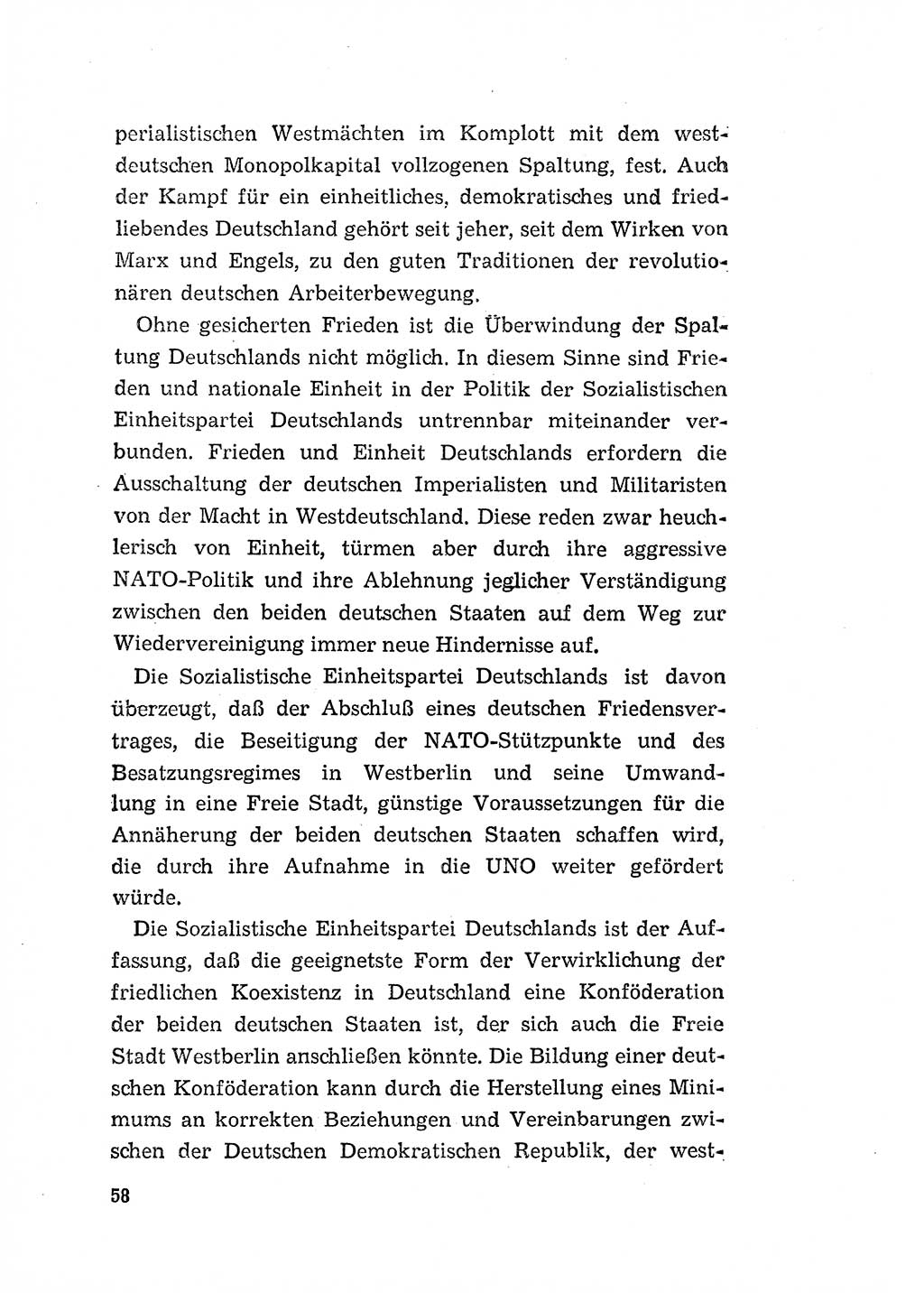 Programm der Sozialistischen Einheitspartei Deutschlands (SED) [Deutsche Demokratische Republik (DDR)] 1963, Seite 58 (Progr. SED DDR 1963, S. 58)