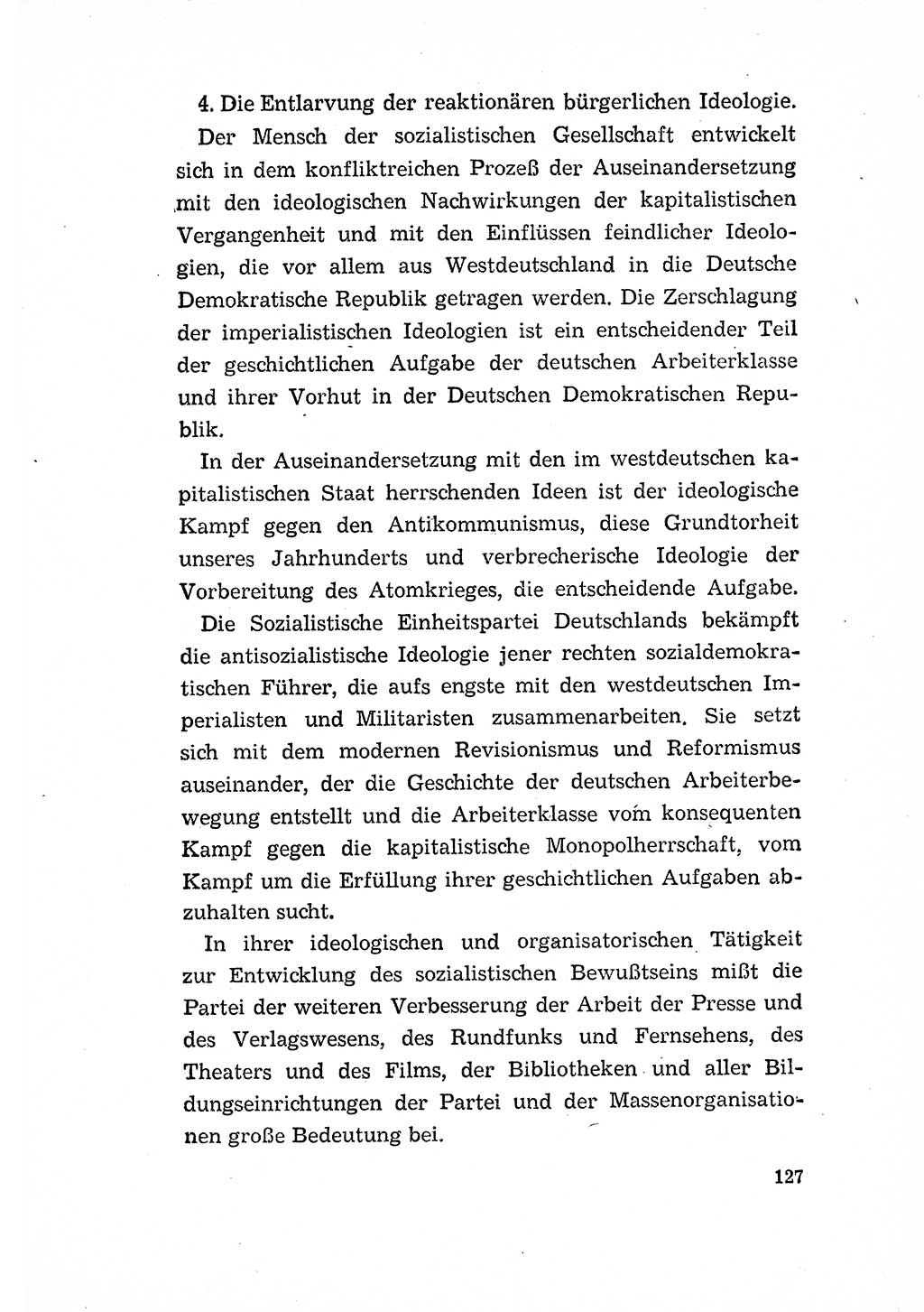 Programm der Sozialistischen Einheitspartei Deutschlands (SED) [Deutsche Demokratische Republik (DDR)] 1963, Seite 127 (Progr. SED DDR 1963, S. 127)